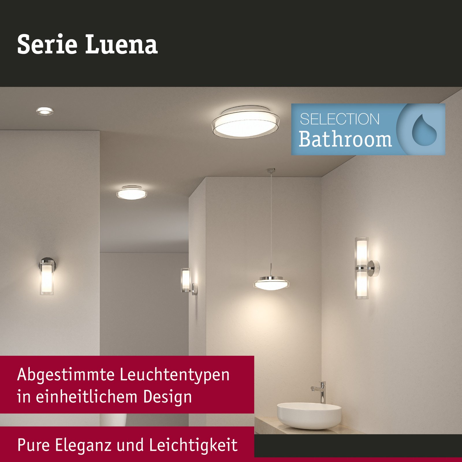 Luena LED-Deckenleuchte, IP44, chrom, Ø35cm - Paulmann