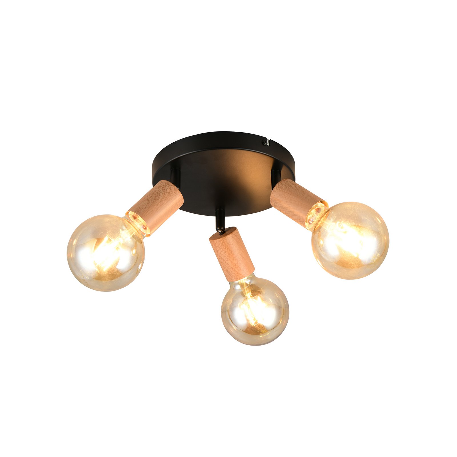Φωτιστικό οροφής Lamego, μαύρο, Ø 29 cm, 3 φώτα, μέταλλο