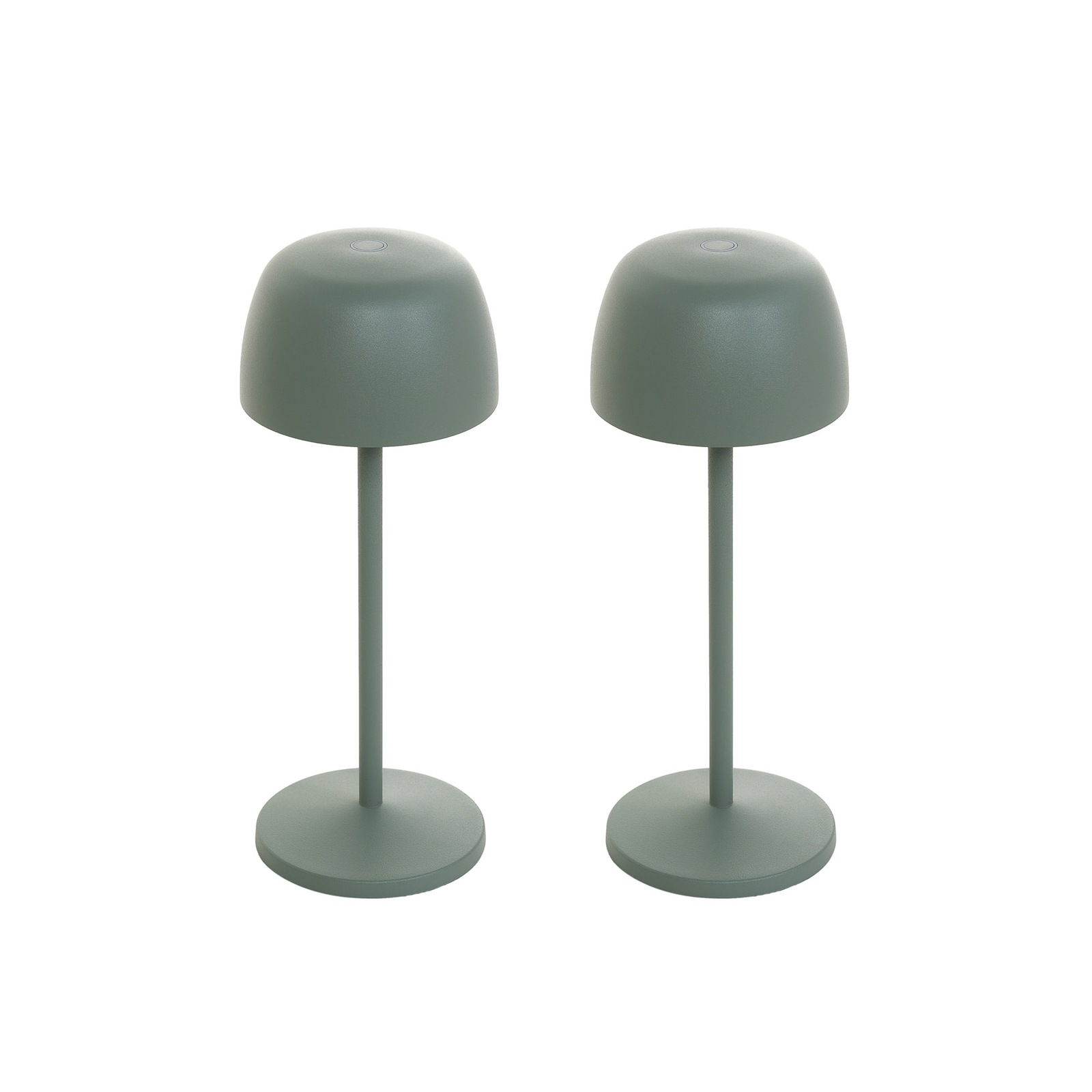 Lindby Lampe de table LED à accu Arietty, vert sauge, set de 2 pièces