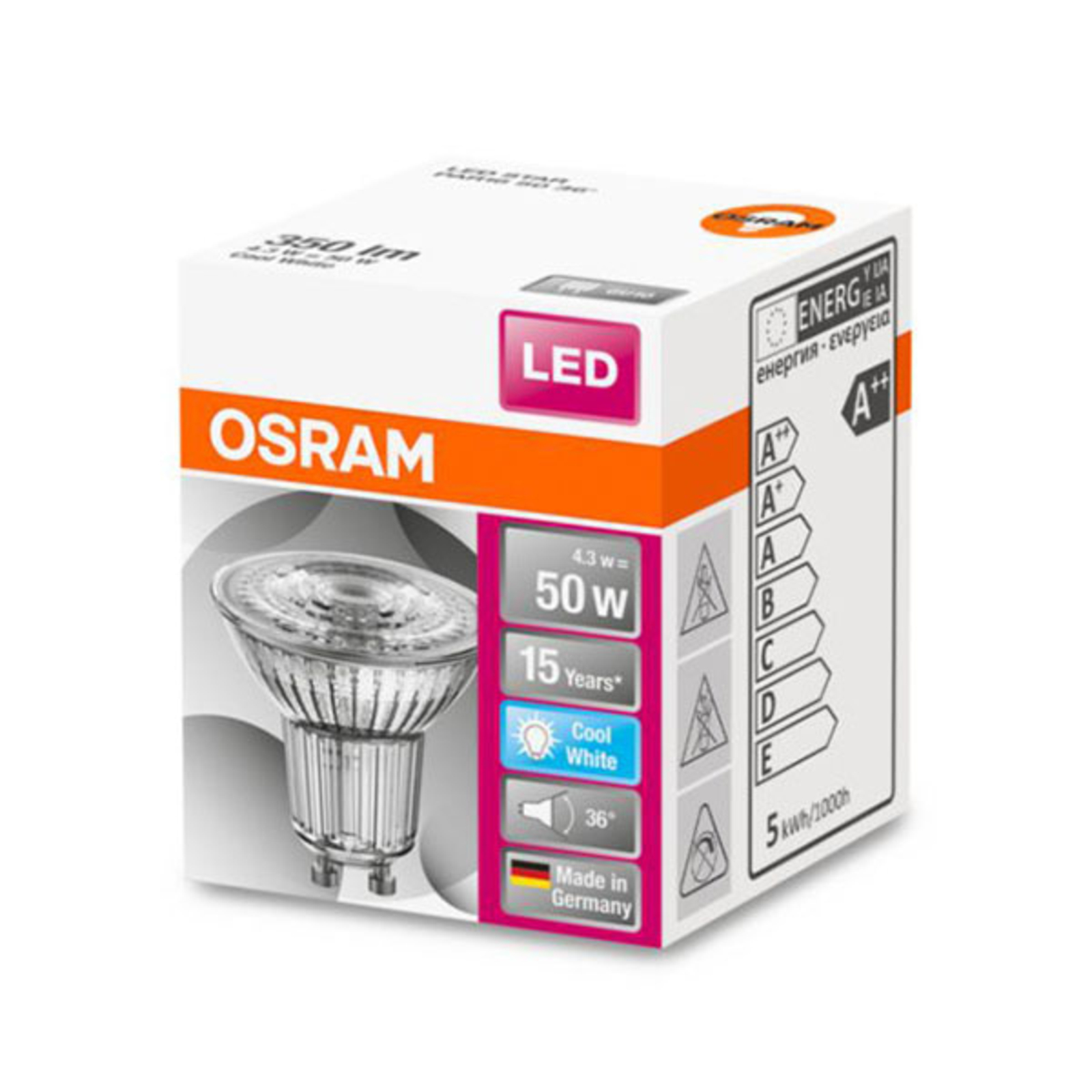 OSRAM Star reflector LED bulb GU10 4.5W cool white