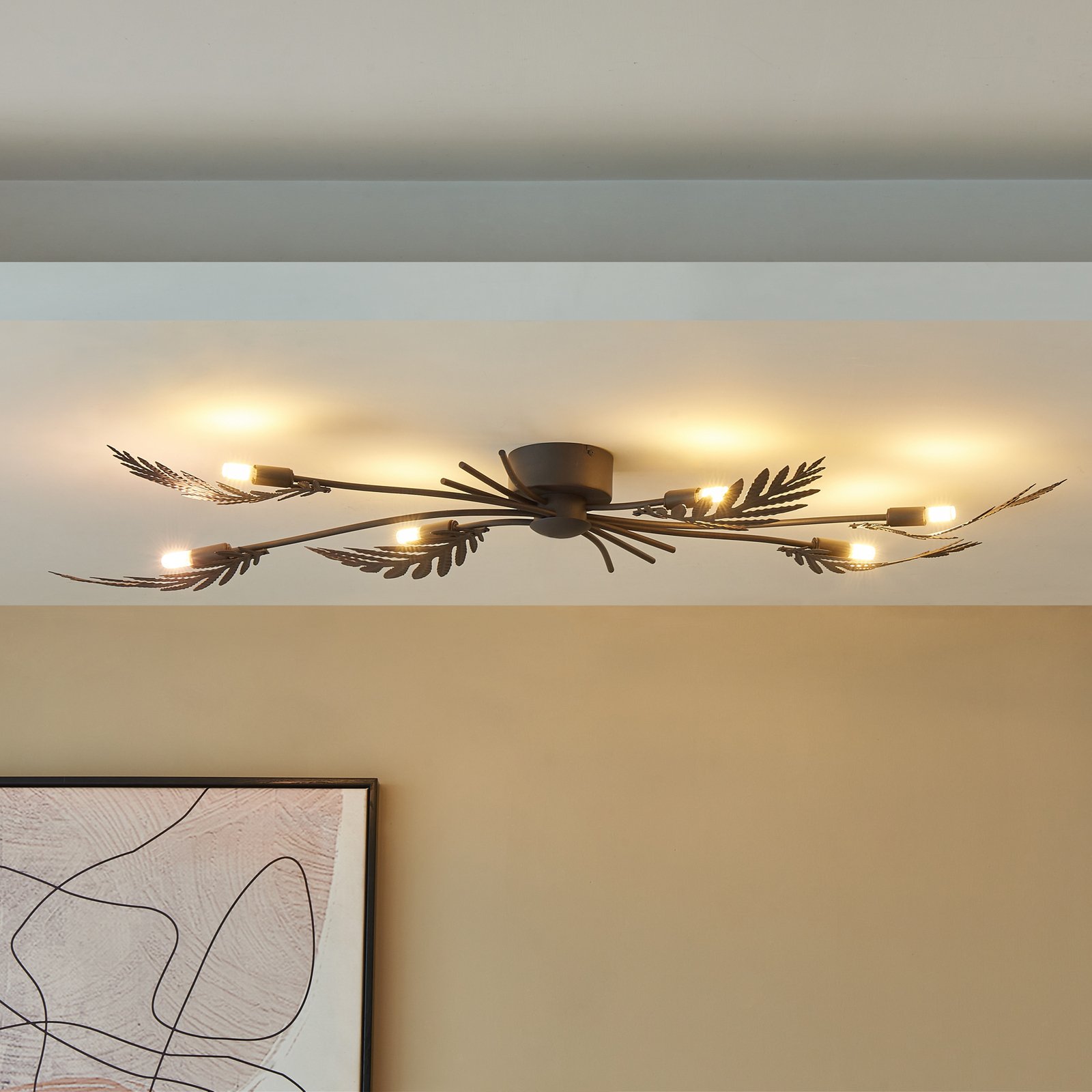 Lucande Nelian ceiling light with plant decor, G9