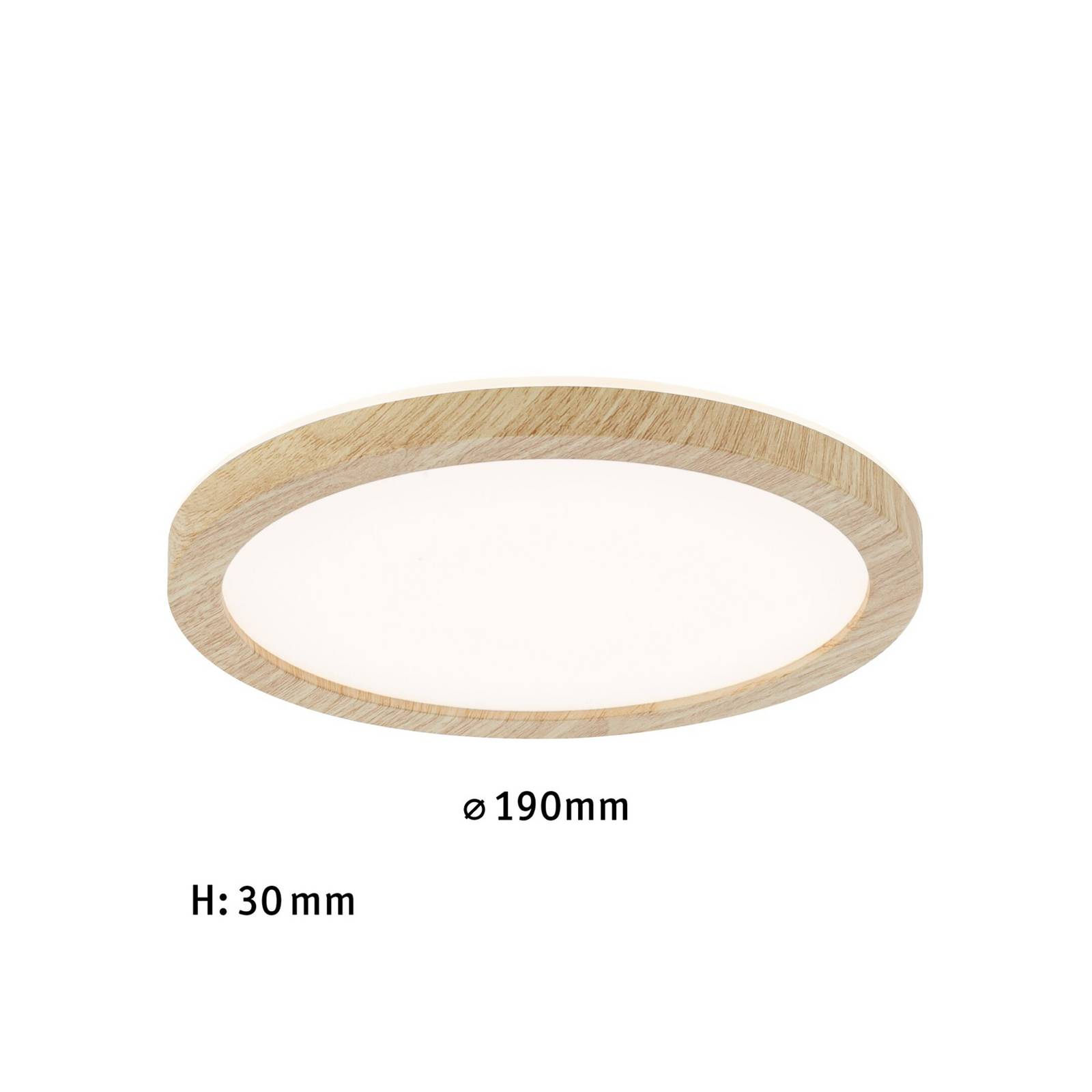 Panel LED Paulmann Atria Shine, średnica 19 cm, drewno, IP44, 3000 K,