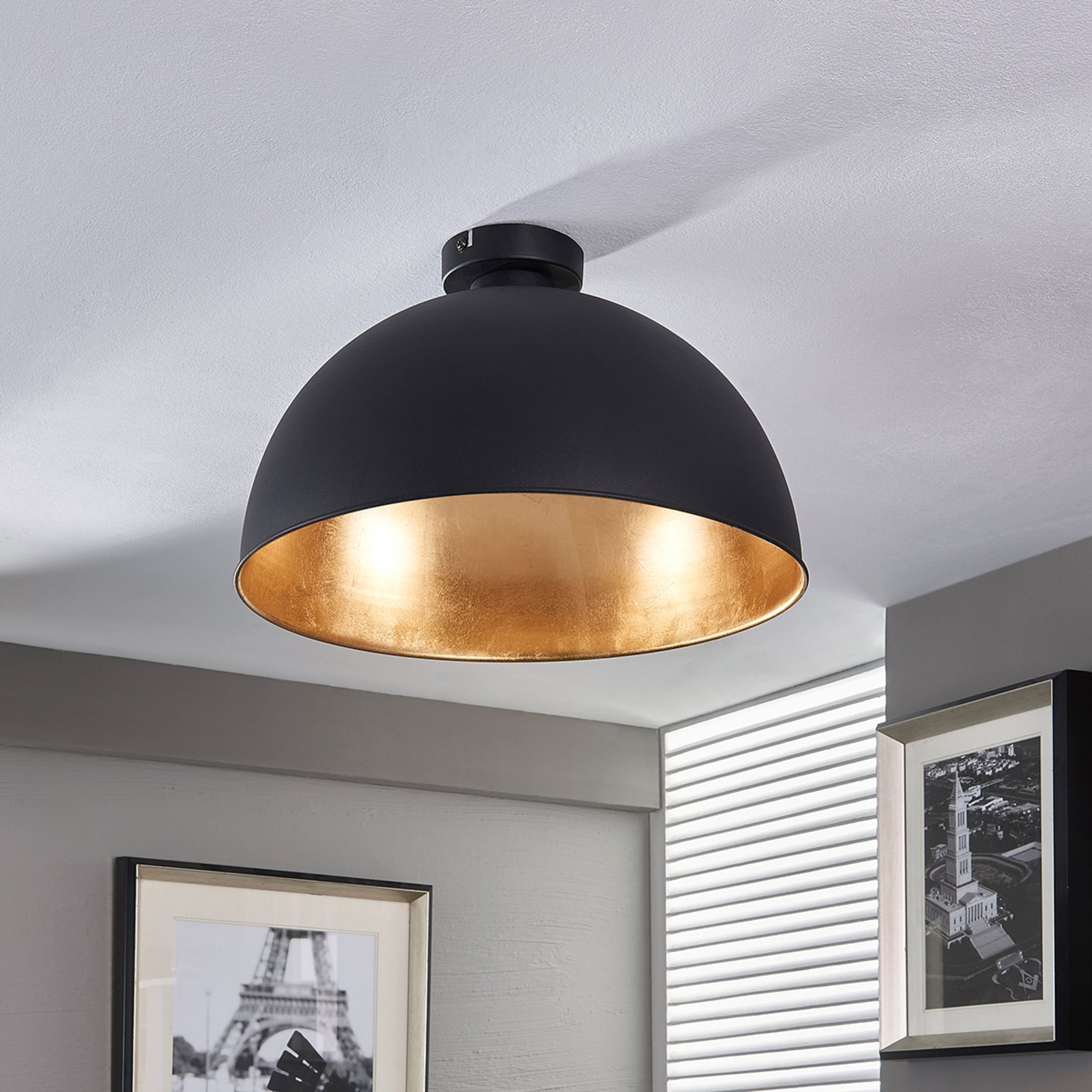 Lya Plafonnier Ø41 Black/Gold - Lindby