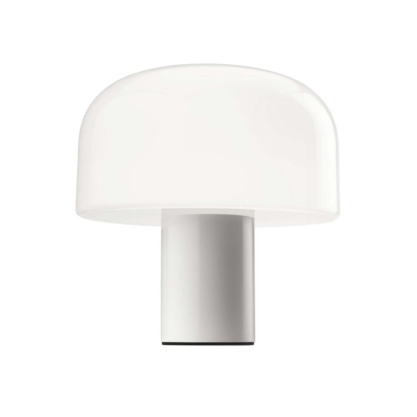 FLOS Bellhop Glass T stolová lampa, biela, výška 34 cm, stmievateľná