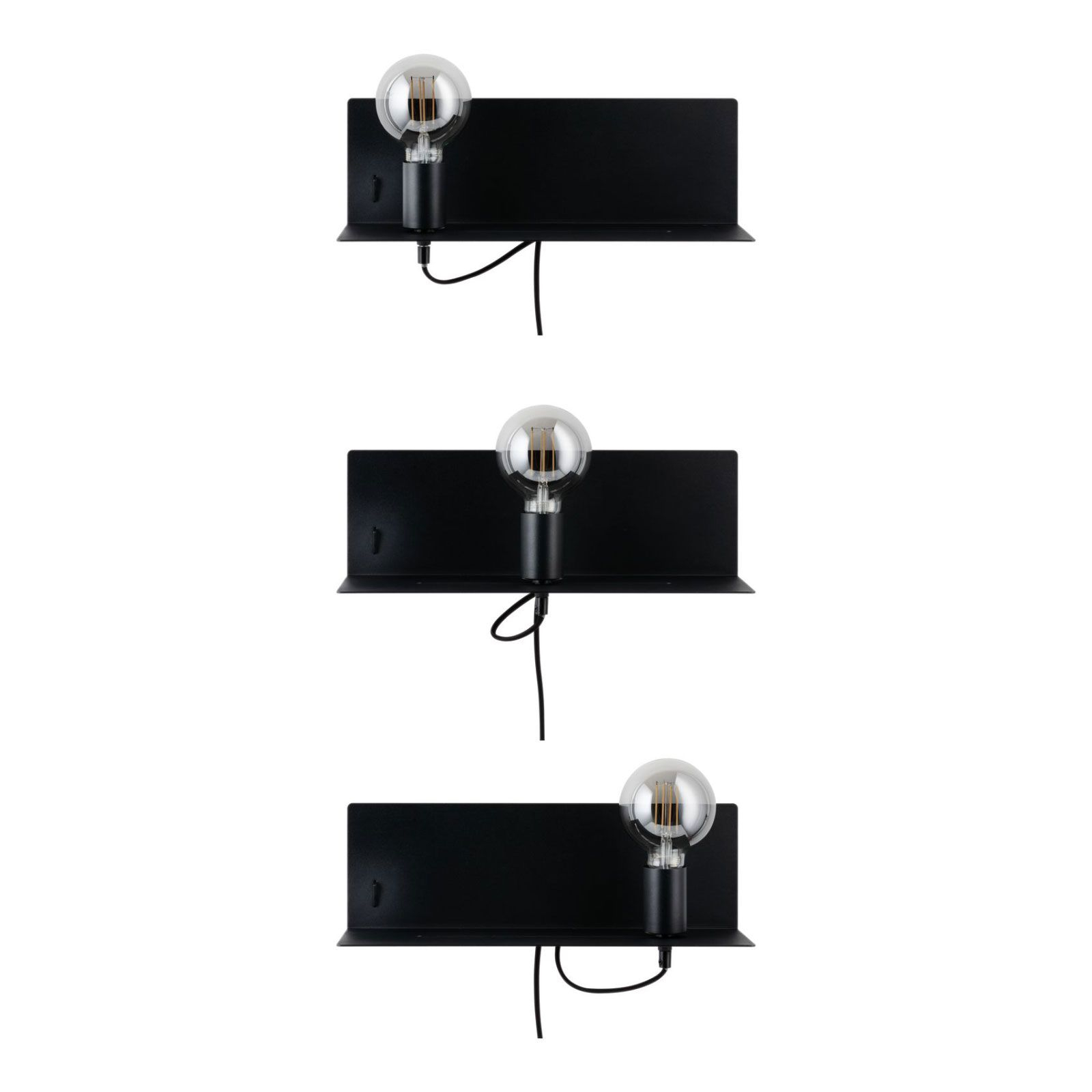 Paulmann Devara wall light with a shelf, black