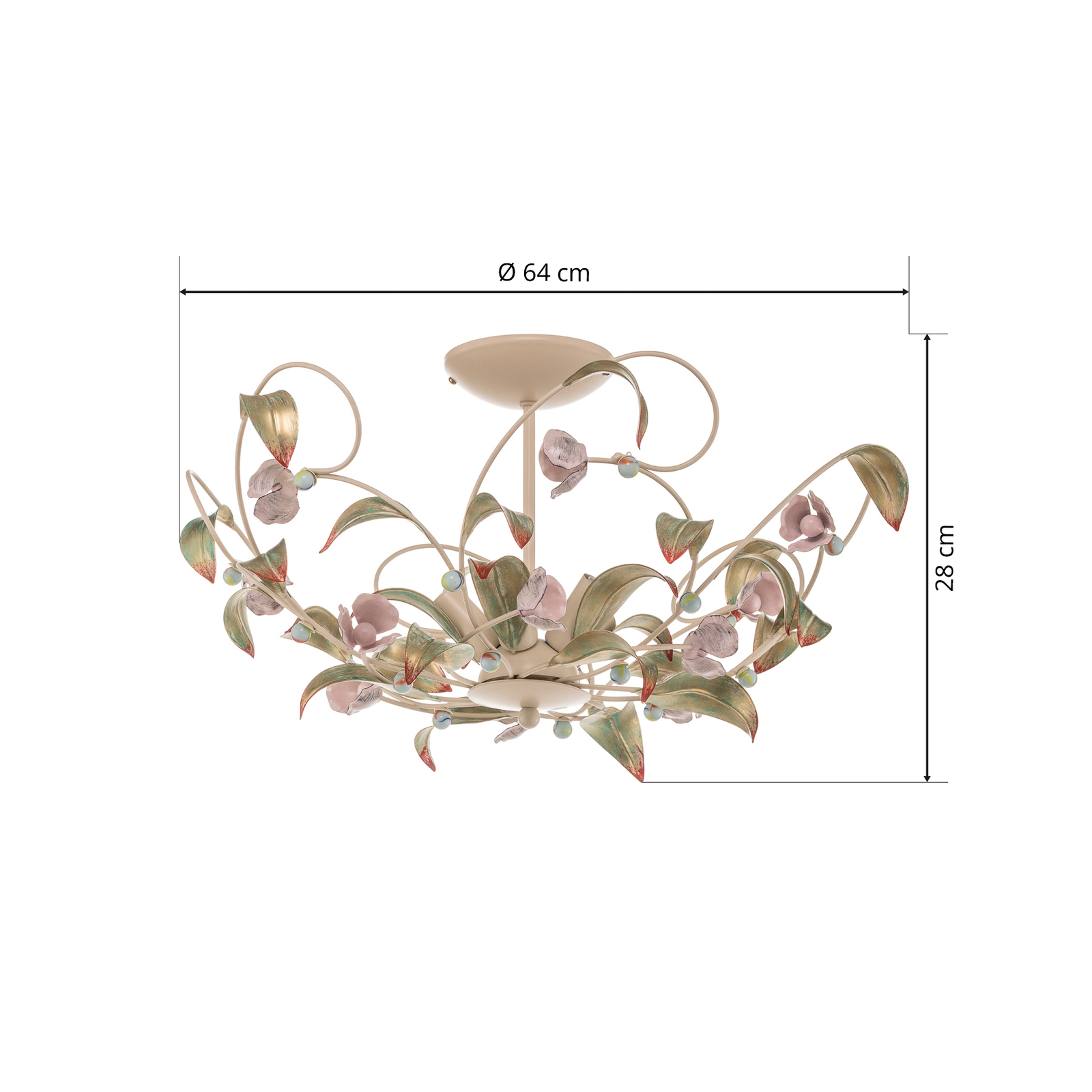 Rose ceiling light as a chandelier, 5-bulb