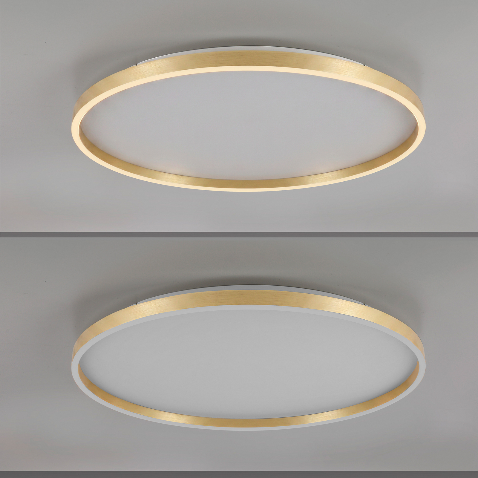 Madlen LED ceiling lamp, gold, Ø 60 cm, aluminium, 3000K, dimmable Madlen LED ceiling lamp, gold, Ø 60 cm, aluminium, 3000K, dimmable