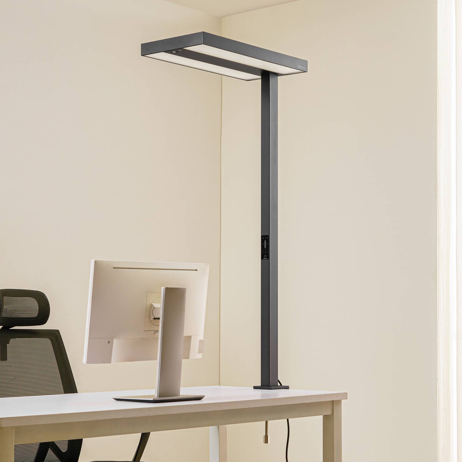 Arcchio LED klemlamp voor kantoor Logan zwart, dimbaar, sensor