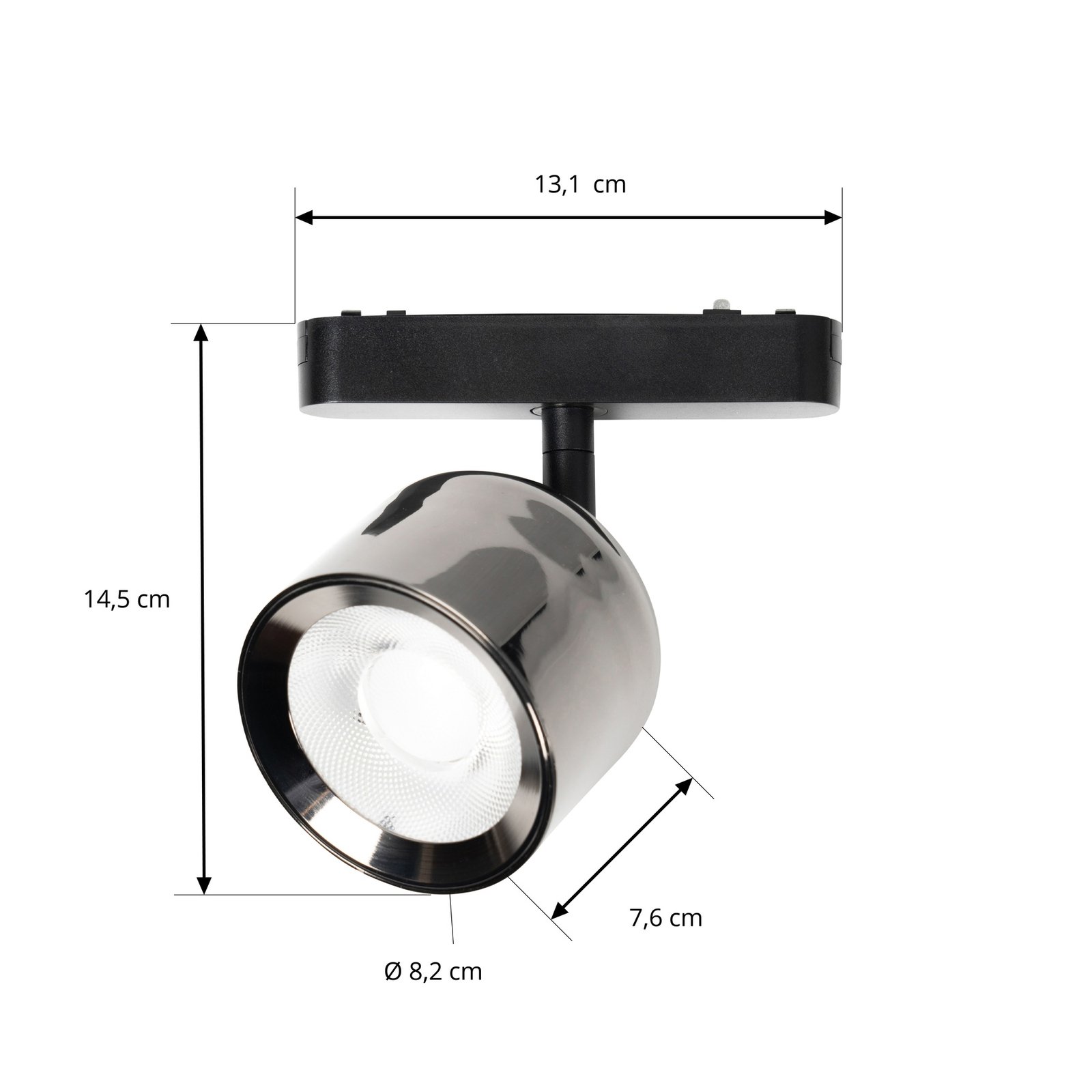 Lindby LED reflektor 48 V Lumaro, šedý, Ø 8,2 cm, hliník