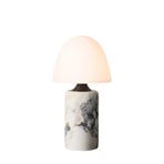 LED-batteridrevet bordlampe Fuse, marmor, glass – håndlaget