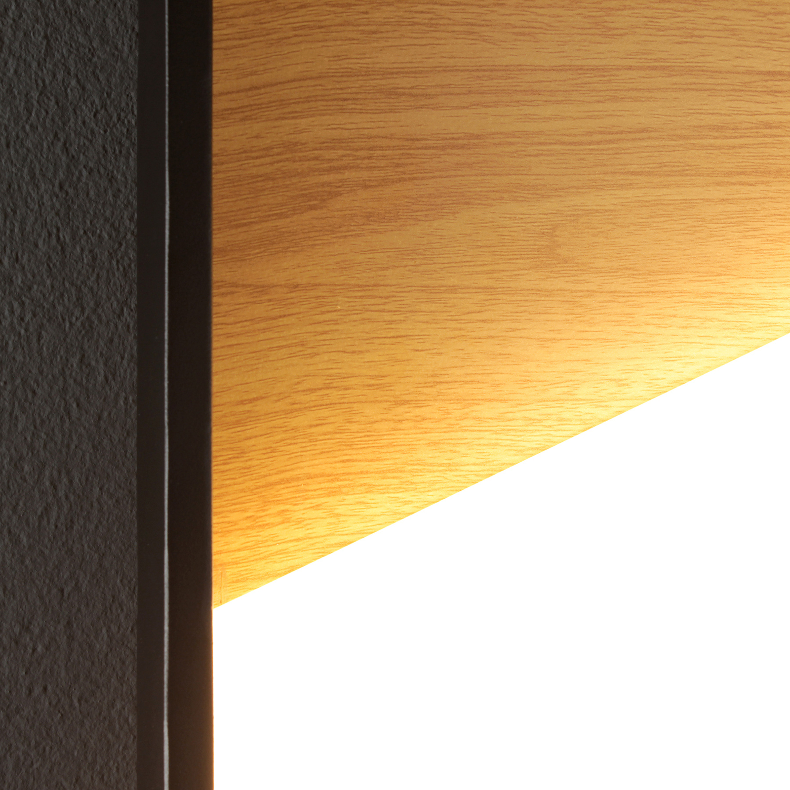 Vista LED-vägglampa, ljust trä/svart, 30 x 30 cm
