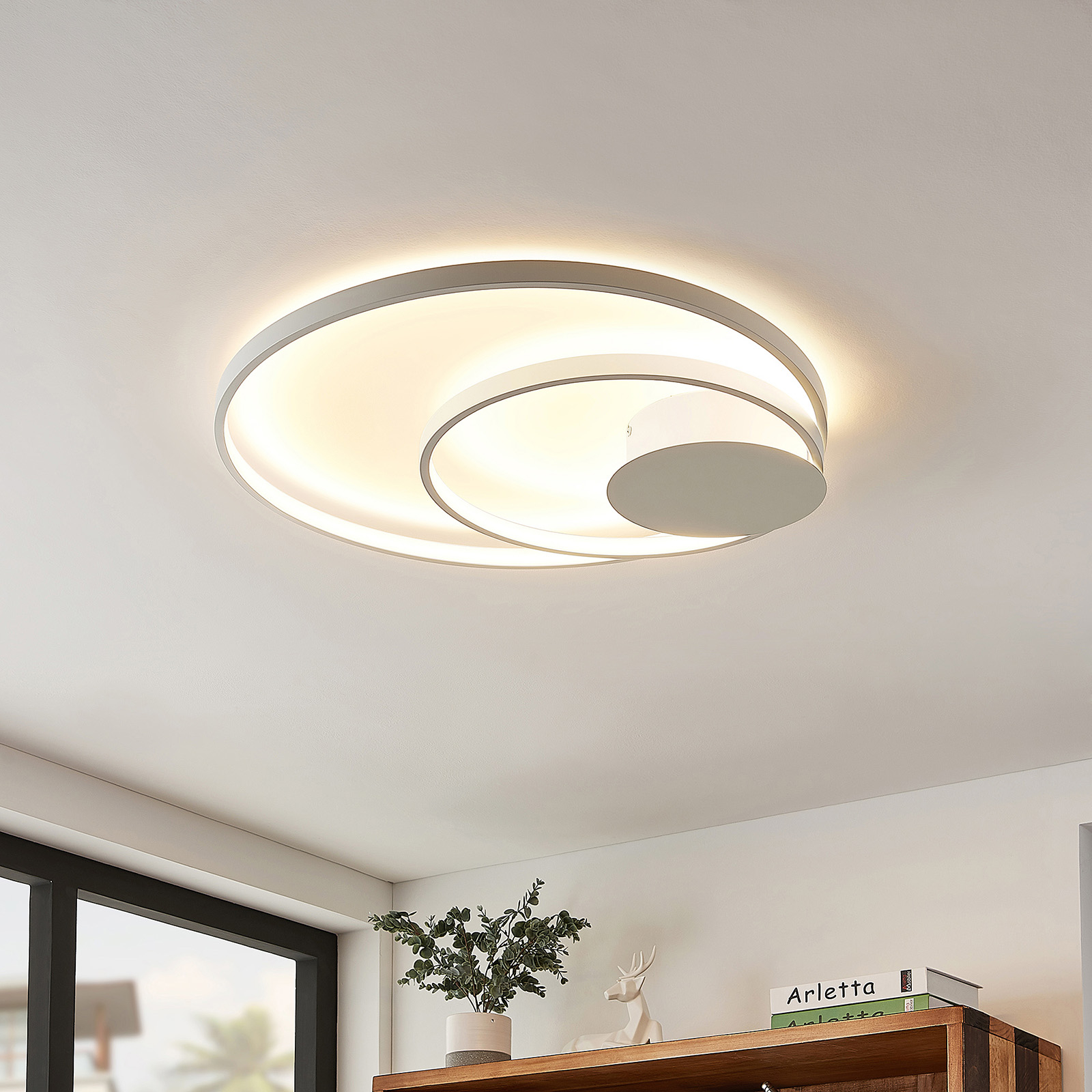 Lindby Nerwin plafonnier LED, rond, blanc