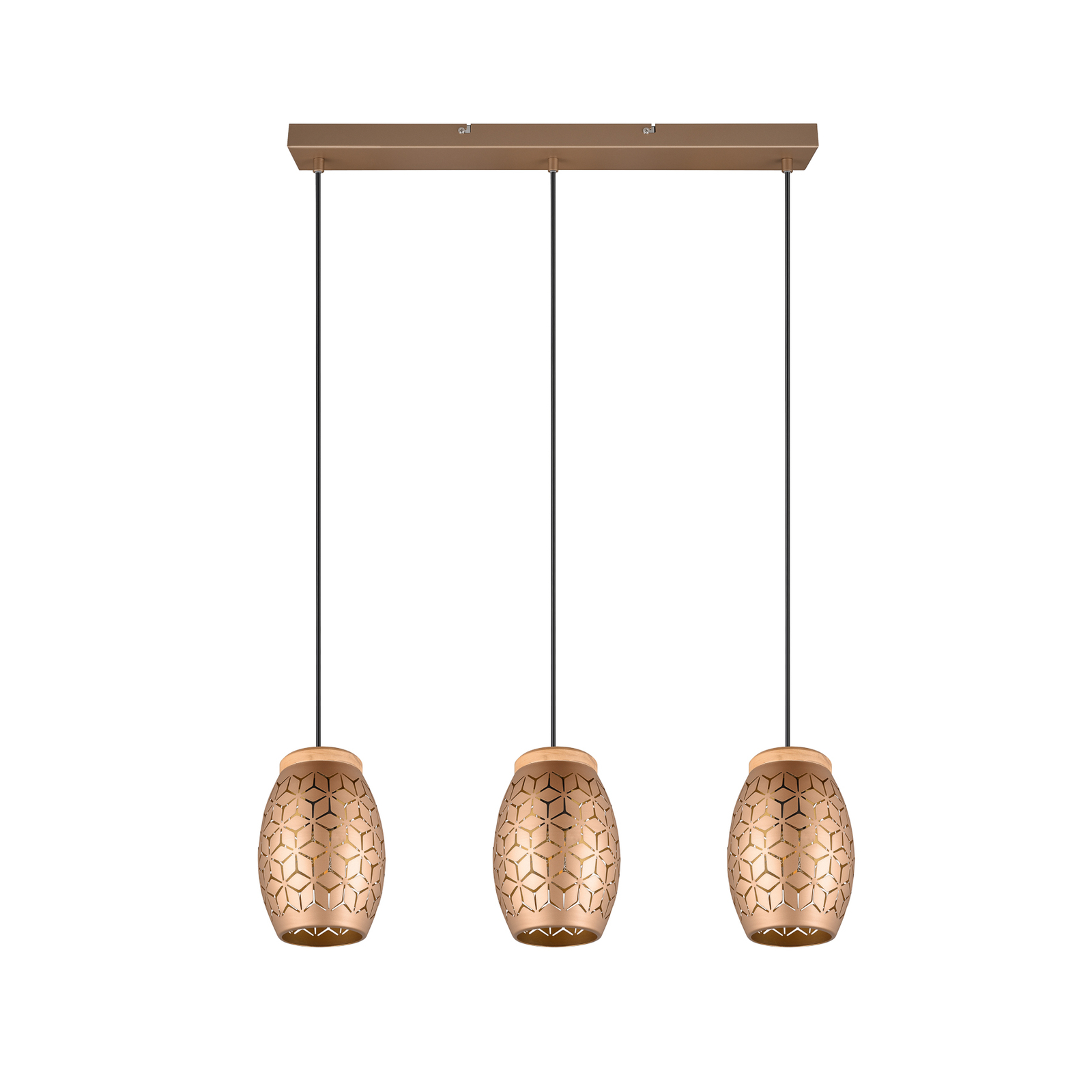 Hanglamp Bidar, lengte 71 cm, koffiebruin, 3-lamps, metaal