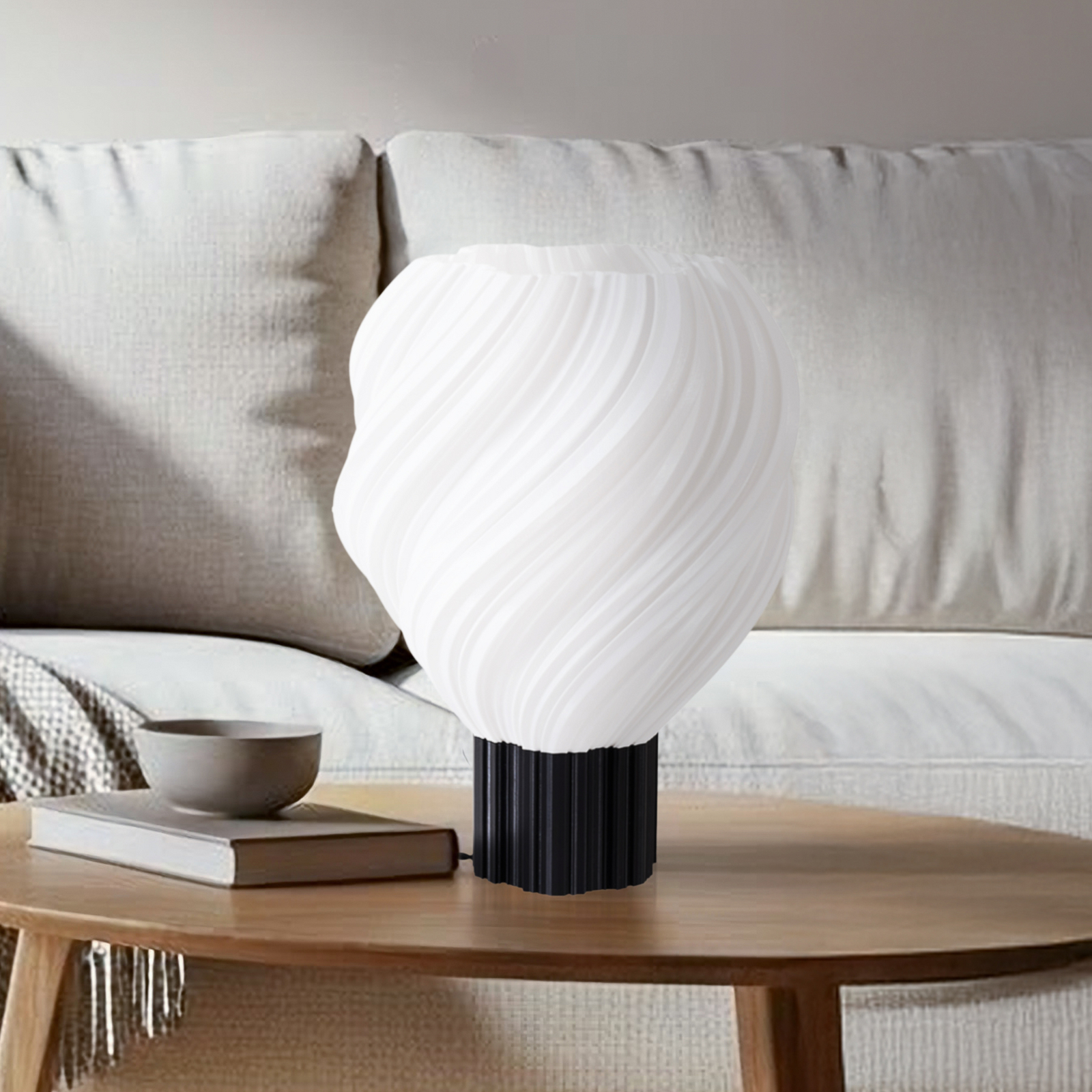 Lampe à poser Lindby Nuvia, hauteur 39,1 cm, blanc, impression 3D