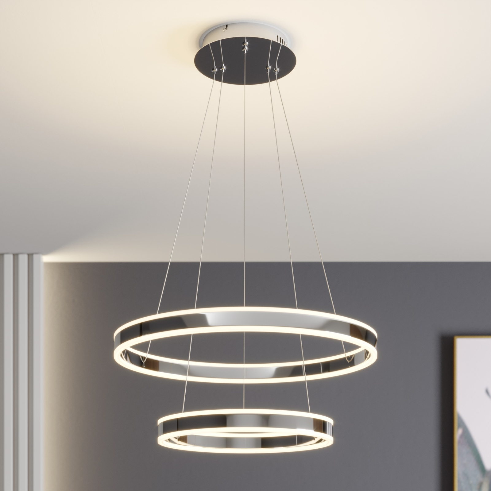 LED hanglamp Lyani, 2 ringen onder elkaar