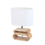 Lampada da tavolo Oslo bianco/legno chiaro, altezza 30 cm - COREP SAS