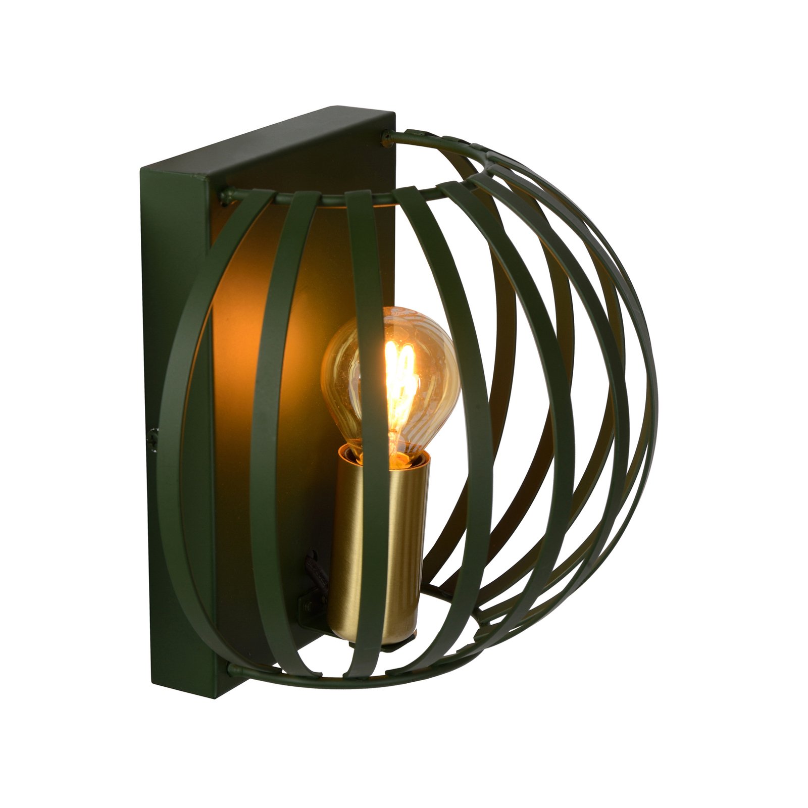 Manuela wall light cage lampshade, green/gold