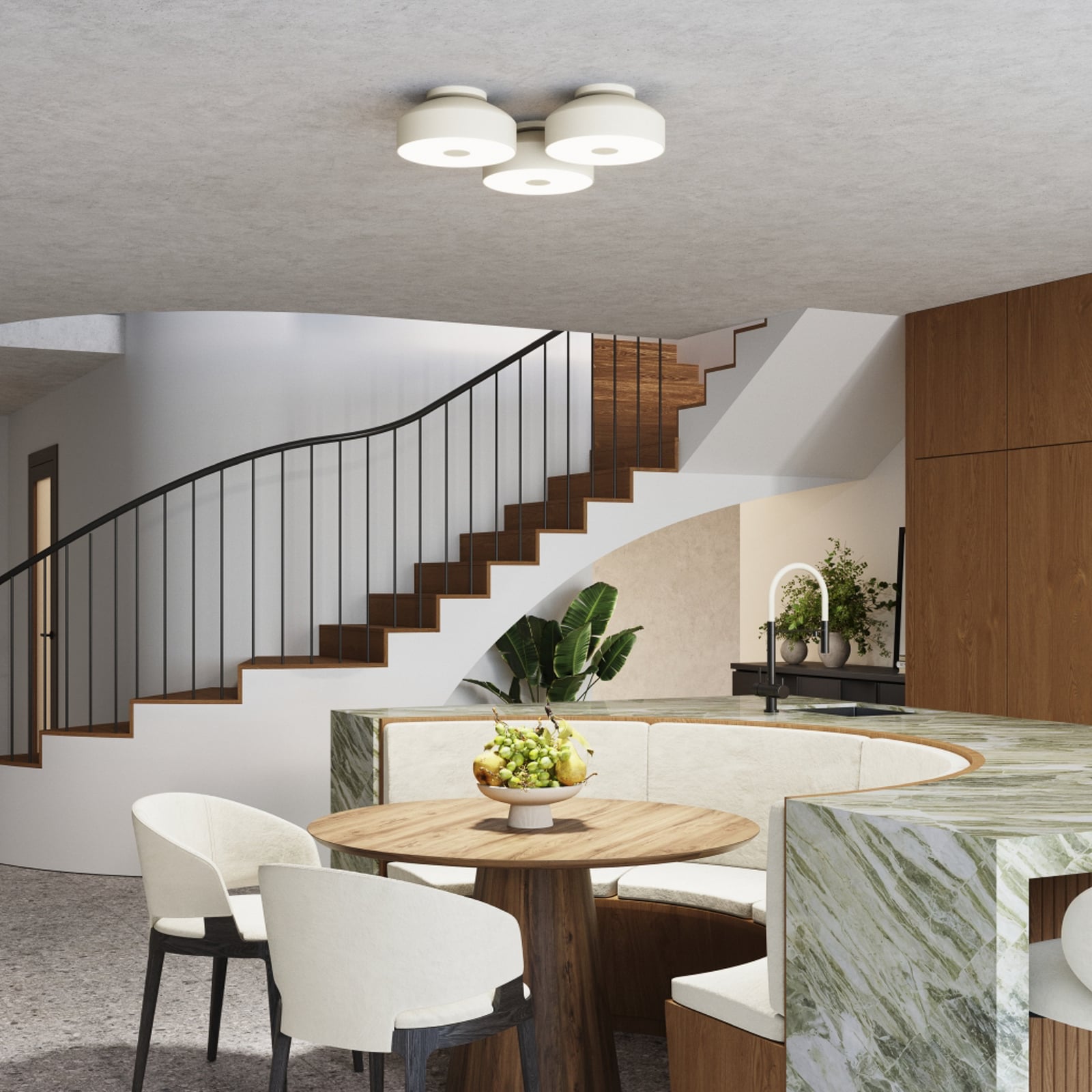 CLARO stropna svjetiljka, bež, Ø 30 cm, metal, 4 x E27 - SOLLUX