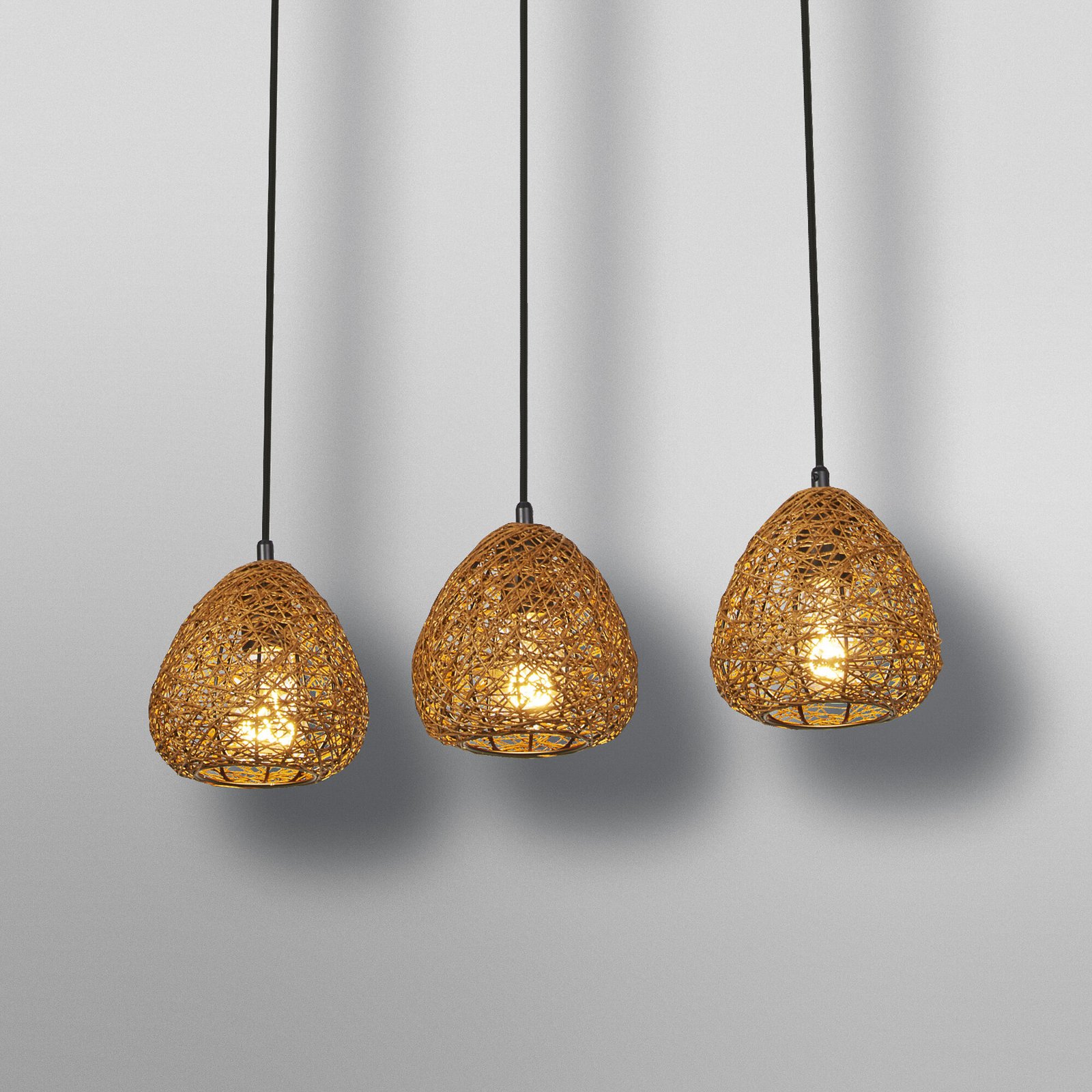 OSRAM Decor Paper Drop hanging light, 3-bulb long, beige, E27