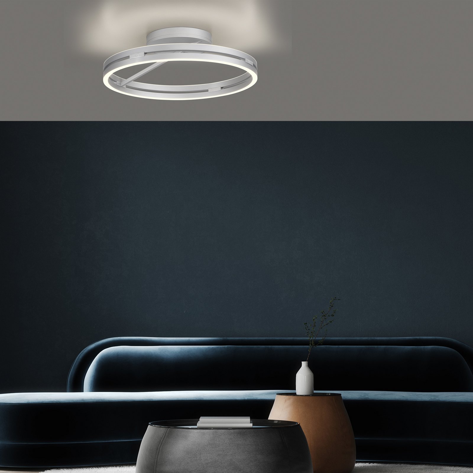 PURE lampa sufitowa LED Loop, aluminium, metal, Ø 60 cm CCT