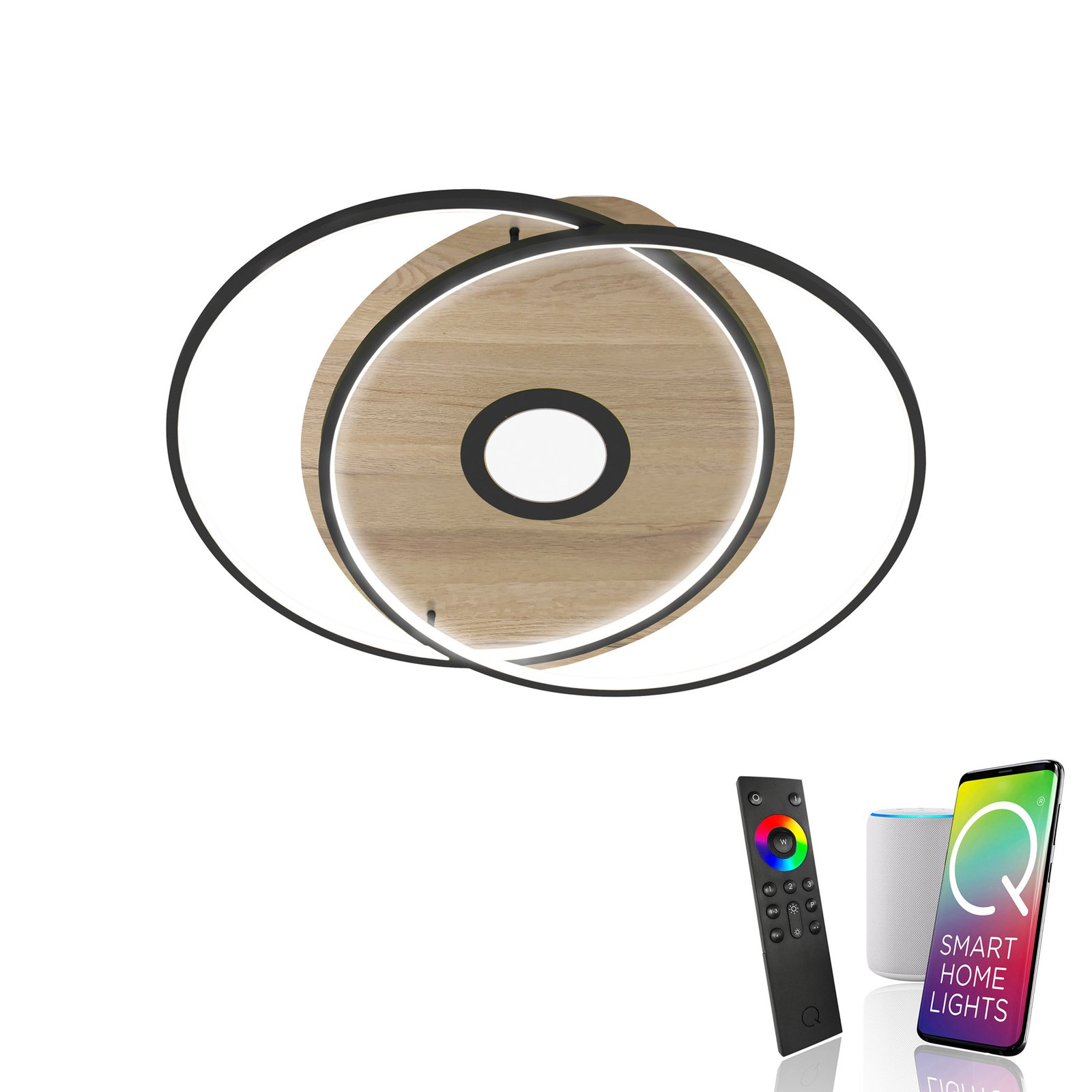 Paul Neuhaus Q-AMIRA LED-Deckenlampe oval, braun