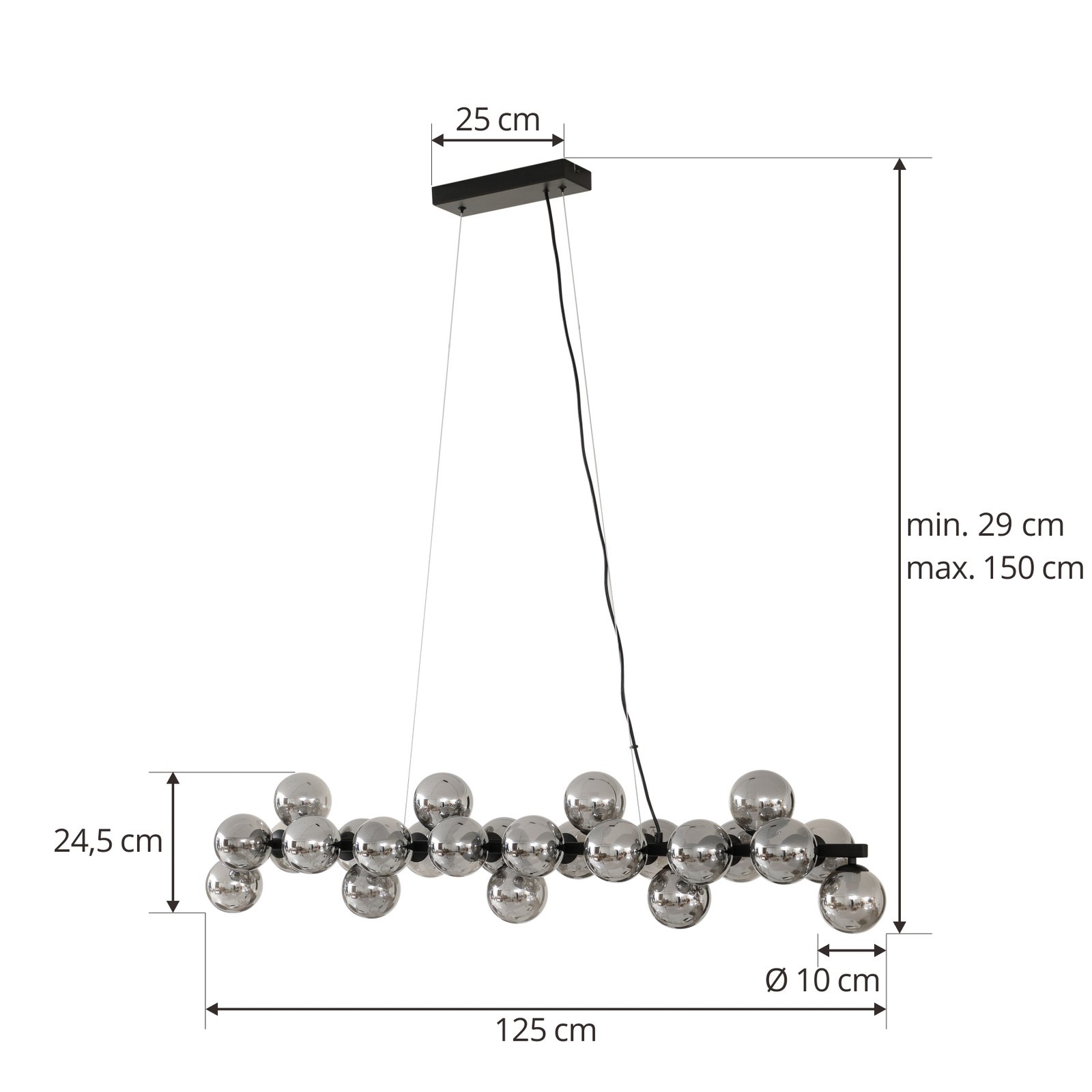 Naelen Suspension Noir/Fumé - Lucande