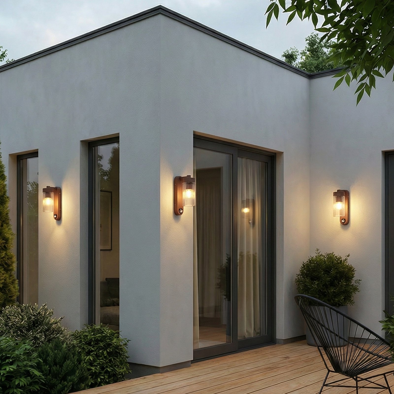 Kaliro vanjska zidna svjetiljka, 24 cm, boja hrđe, senzor, IP54 - Lindby Kaliro vanjska zidna svjetiljka, 24 cm, boja hrđe, senzor, IP54 - Lindby