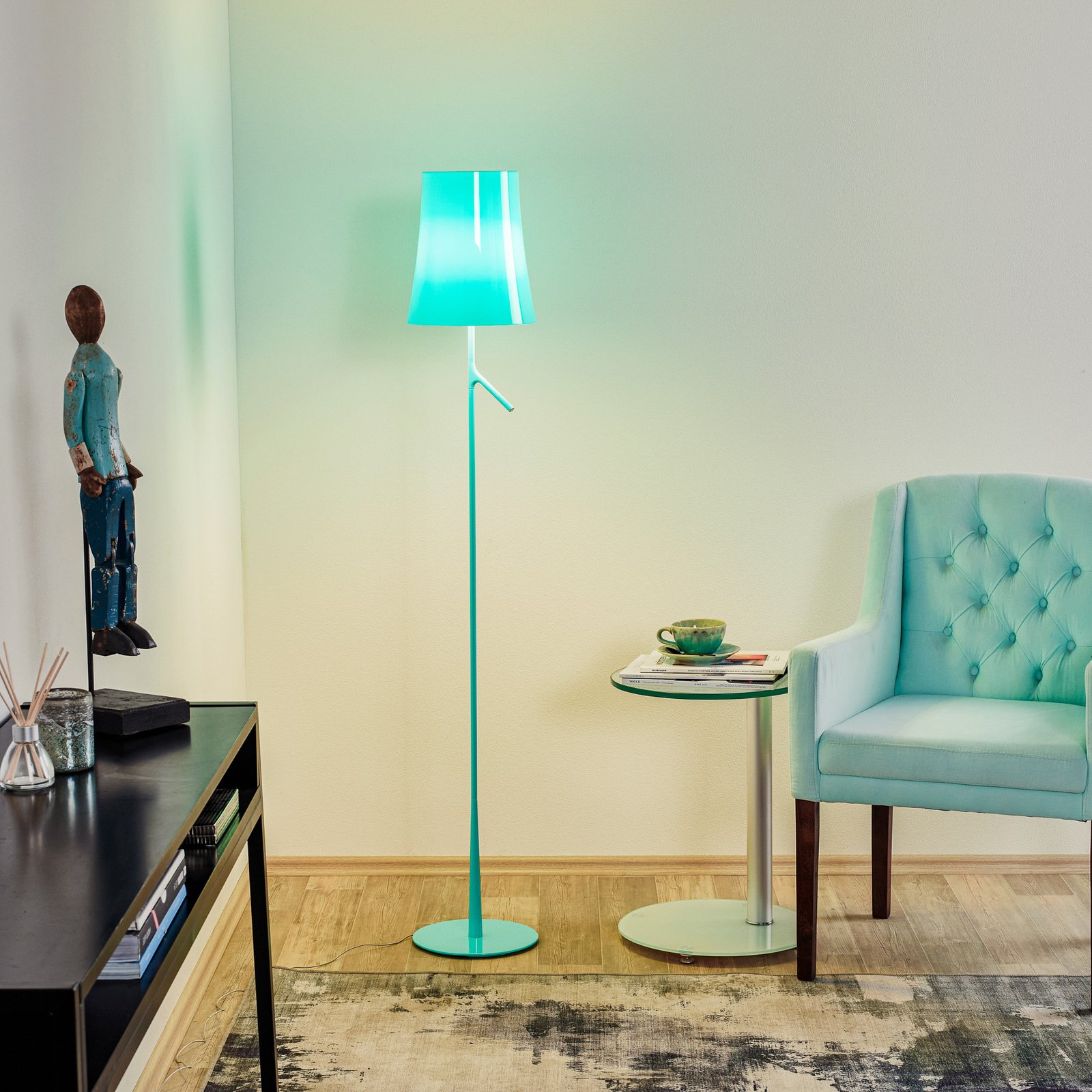 Foscarini Birdie LED Lettura floor lamp aquamarine