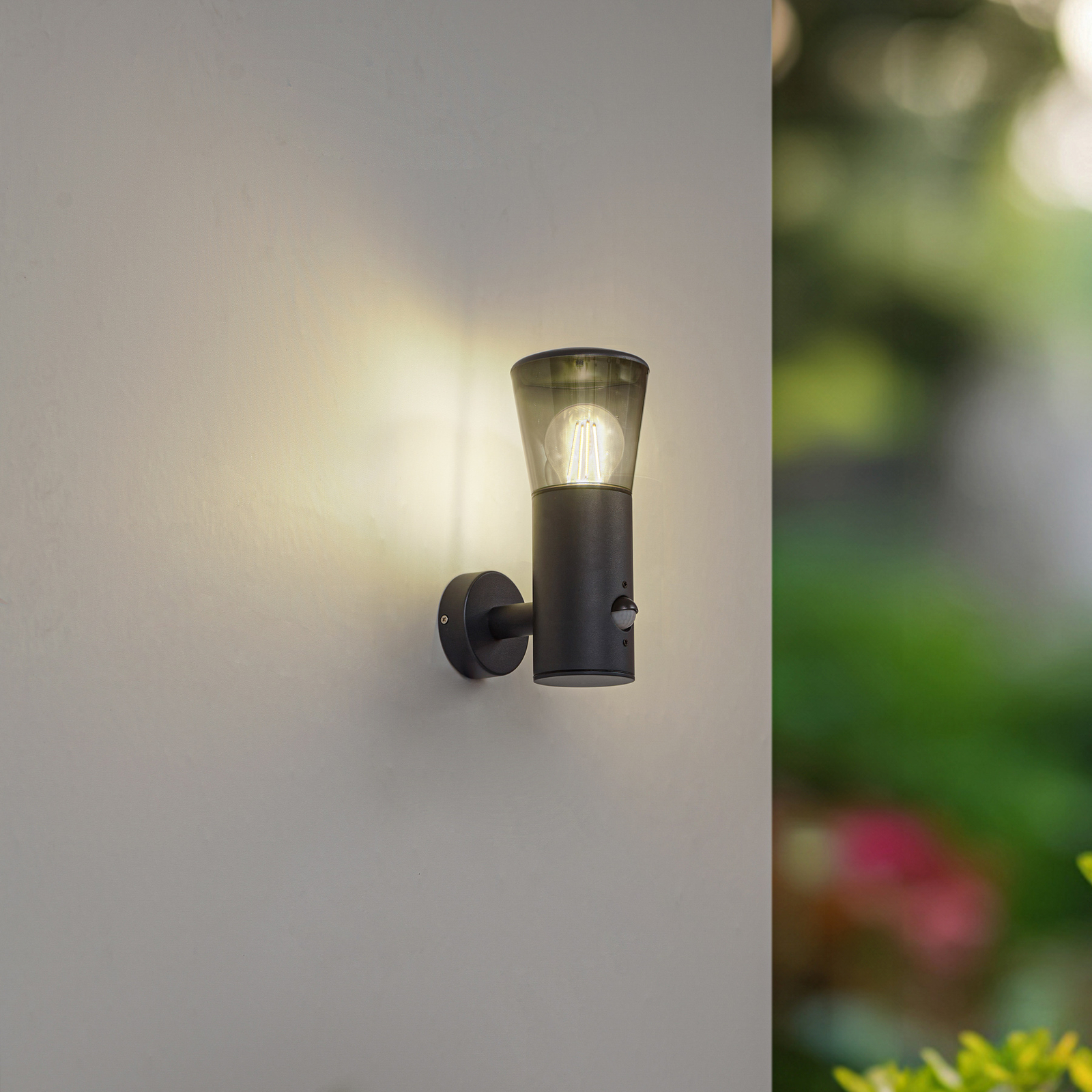 Heulo Ao ar livre Candeeiro de Parede Ø10,5 w/Sensor Fumo Cinzento - Lindby