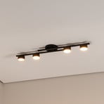 Fragment ceiling lamp, black, length 86 cm, metal, 4-bulb.