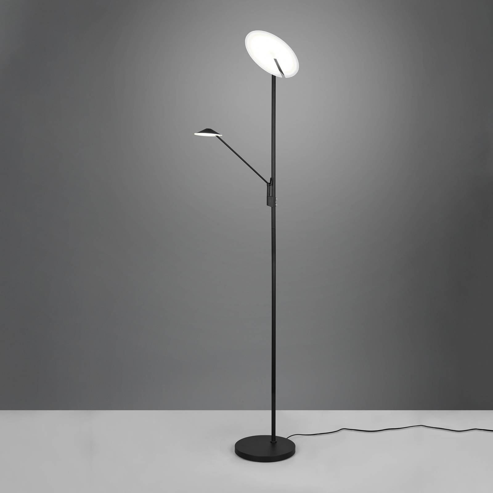 Brantford LED-gulvlampe, læselampe, mat sort