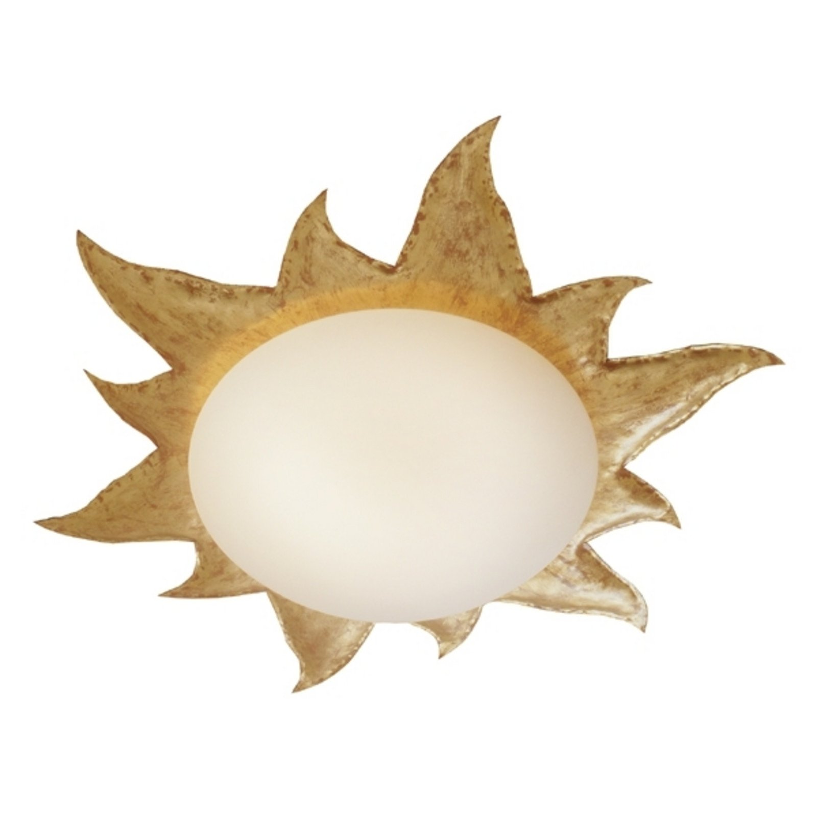 Plafonieră aurie NOVA GOLD abajur de sticlă opal
