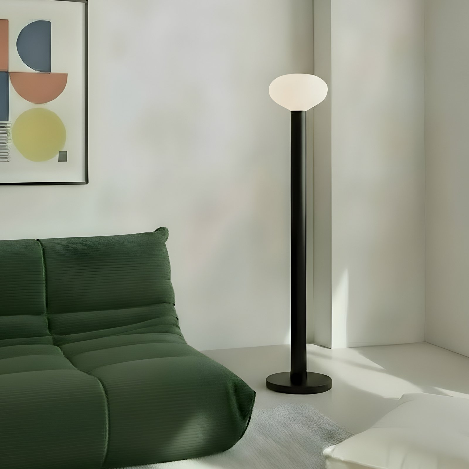 Candeeiro de pé Flo, verde, altura 138 cm, 1 lâmpada, vidro Candeeiro de pé Flo, verde, altura 138 cm, 1 lâmpada, vidro