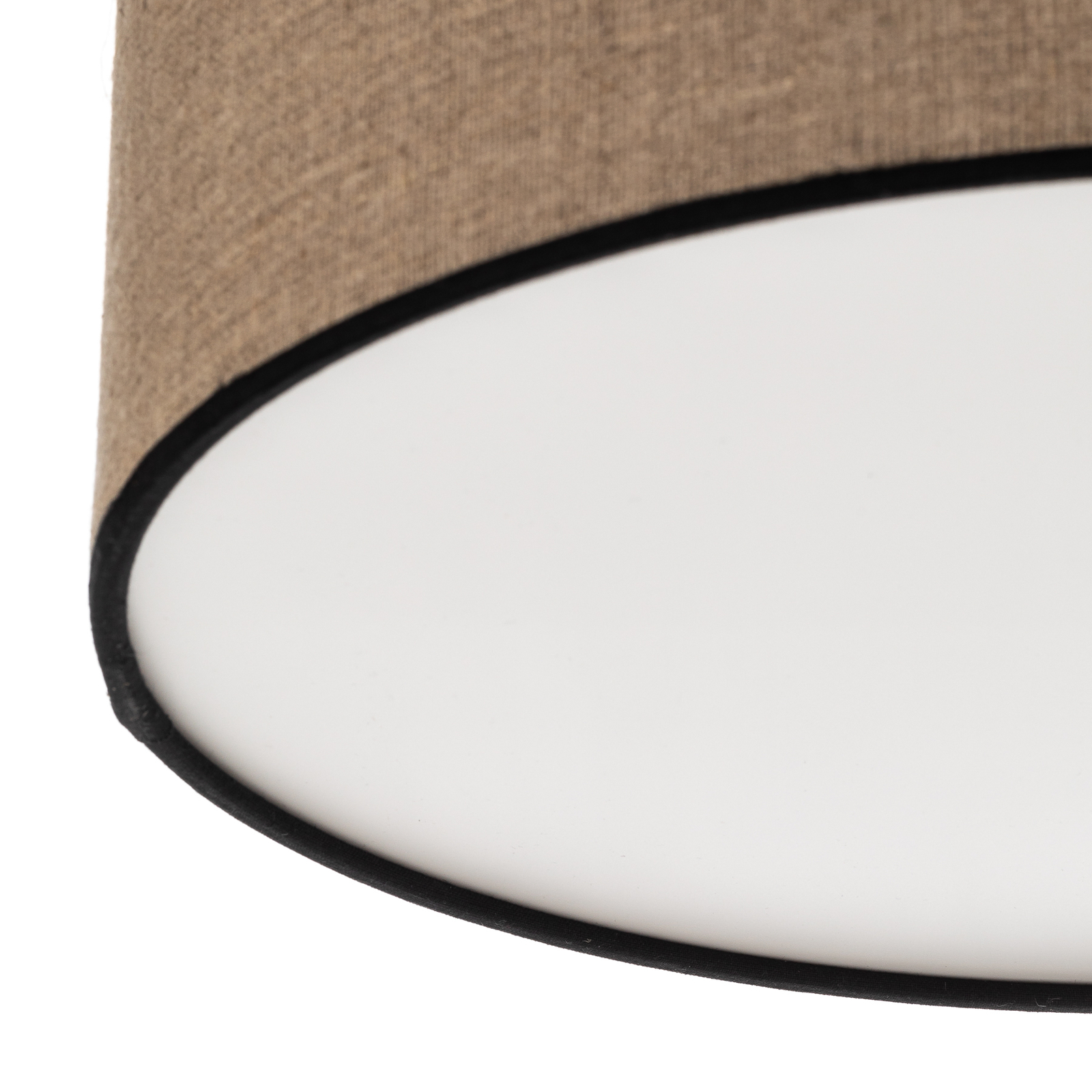 Lampa sufitowa Tubo, klosz tekstylny, beżowy, Ø 38cm