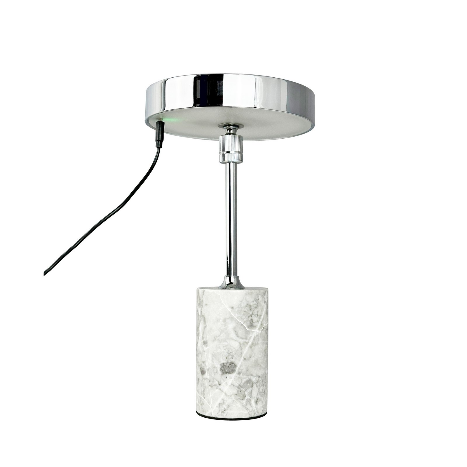 Candeeiro de mesa LED recarregável Dyberg Larsen Starlight, cromado/cinzento