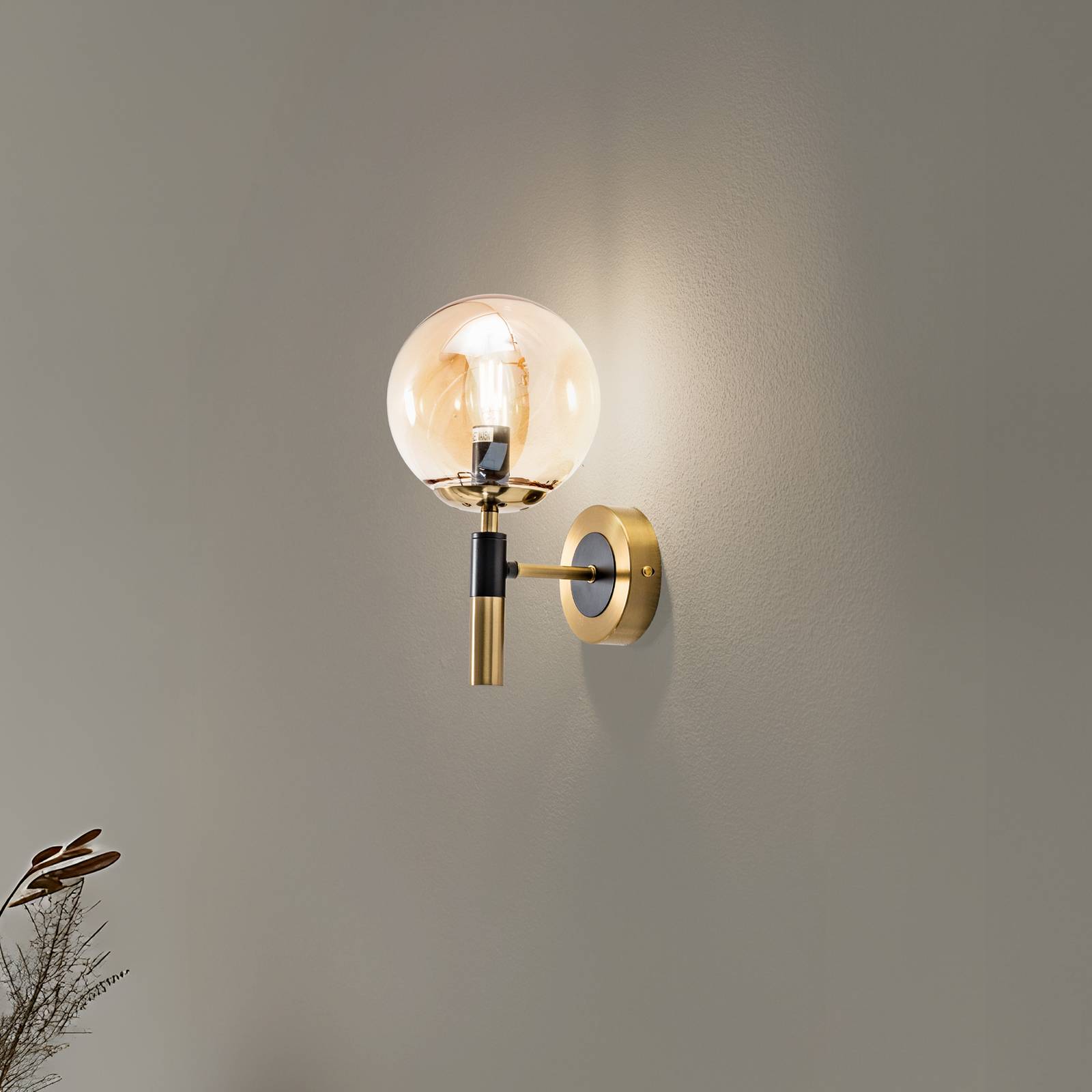 Wandleuchte Natalia, goldfarben, Ø 15 cm, Glas, E14 günstig online kaufen