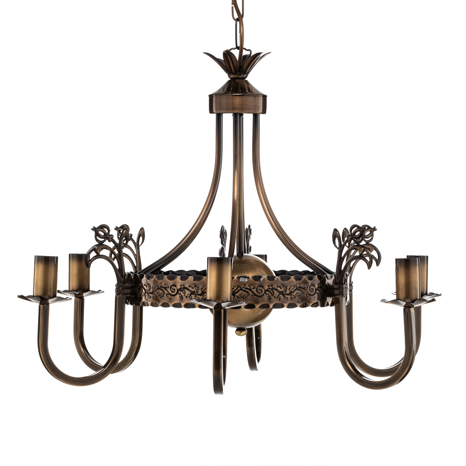 Kronleuchter Castle, hell patiniert, Ø 62 cm, Metall, 6-flg.
