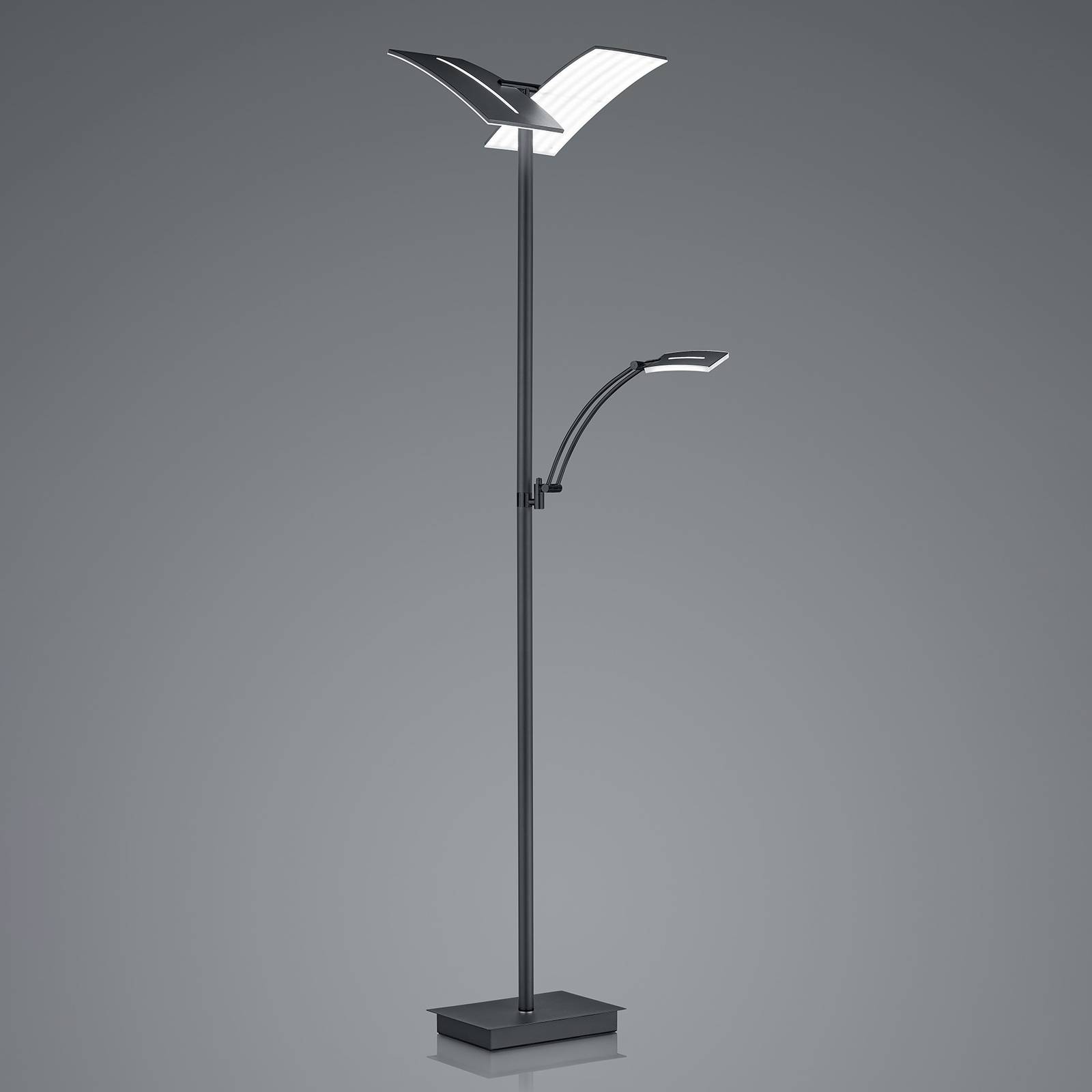 HELL LED stojací lampa Dual s lampou na čtení, černá