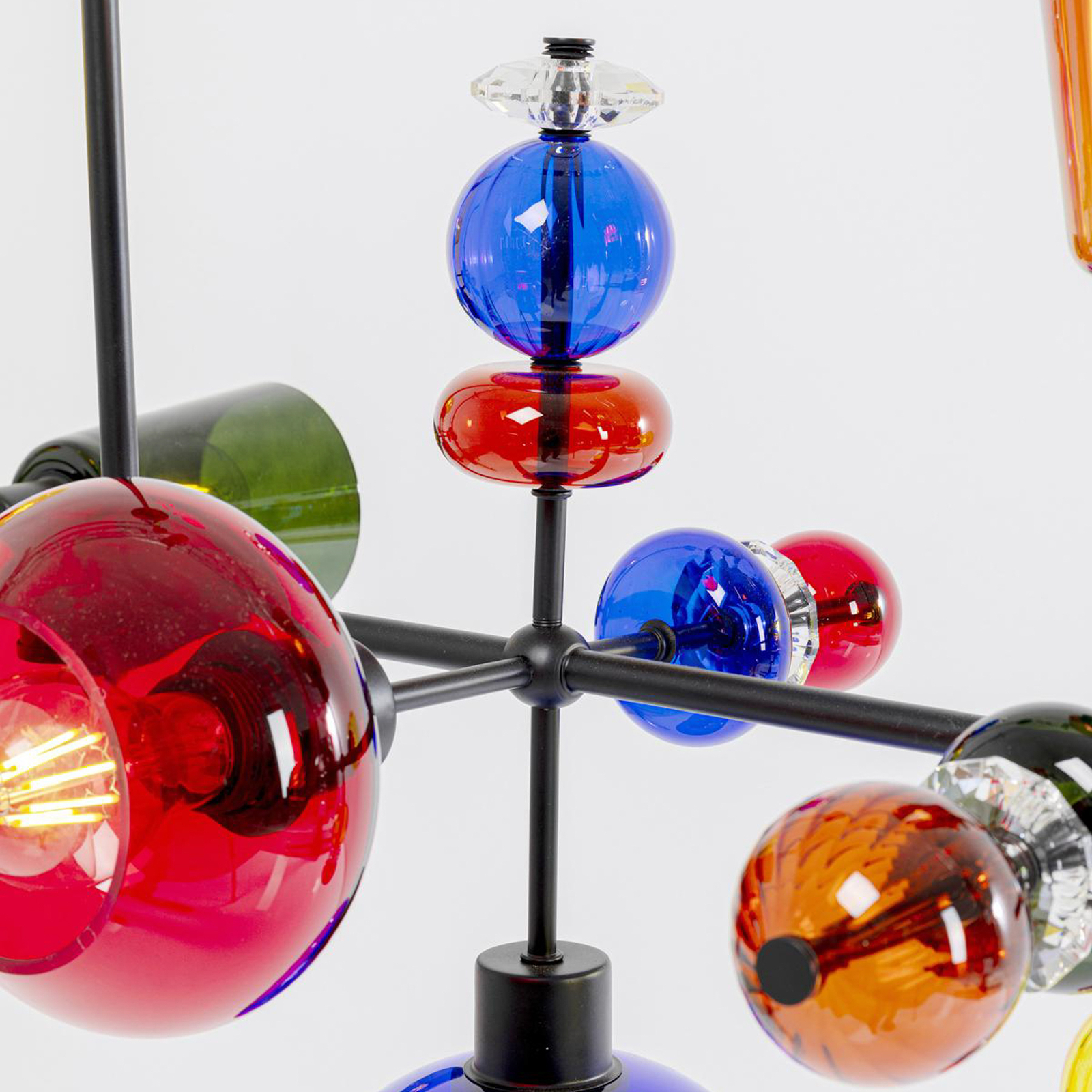 KARE Suspension Mazzo Otto, verre multicolore, à 8 lampes