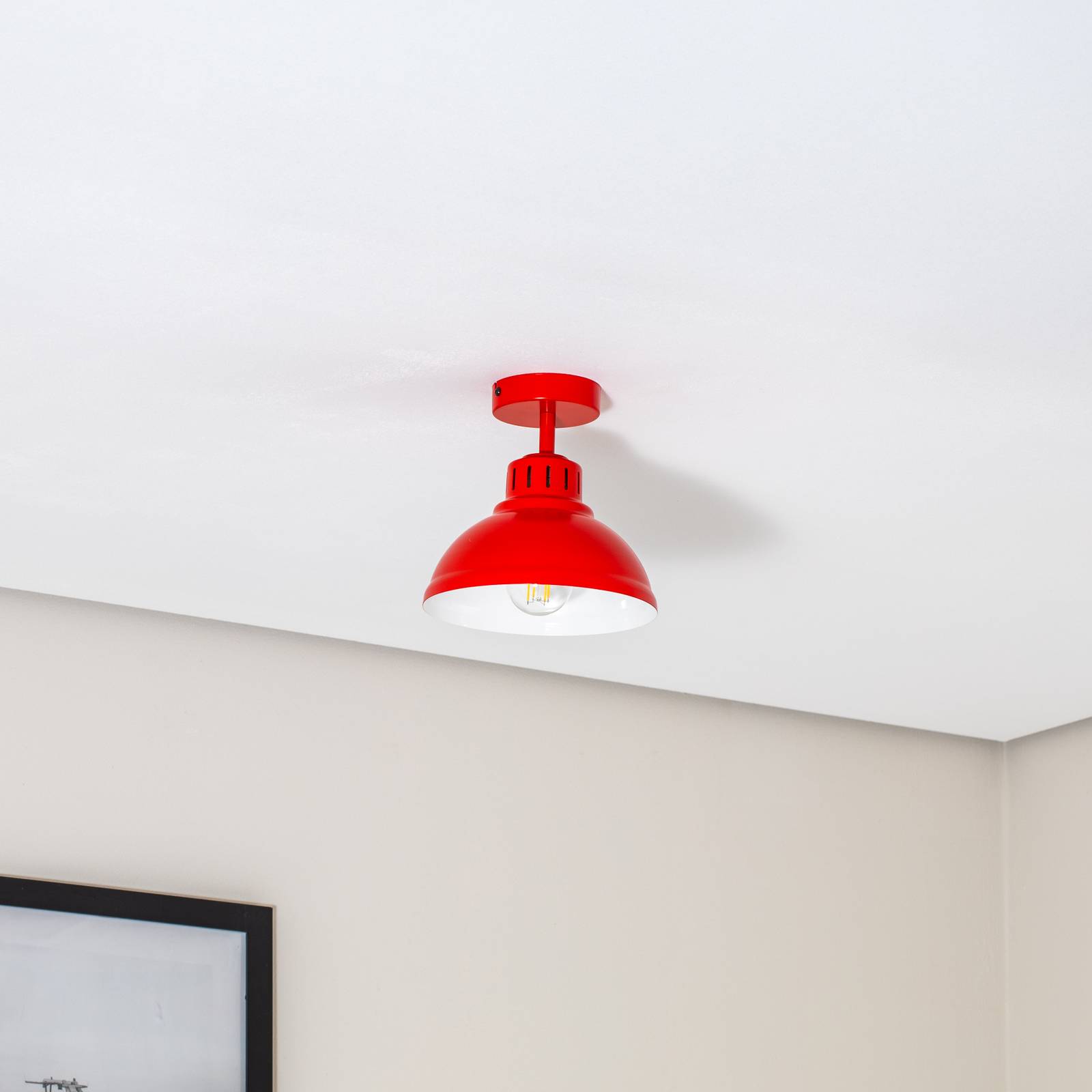 Lampa sufitowa Sven, 1-punktowa, czerwona, stal, E27