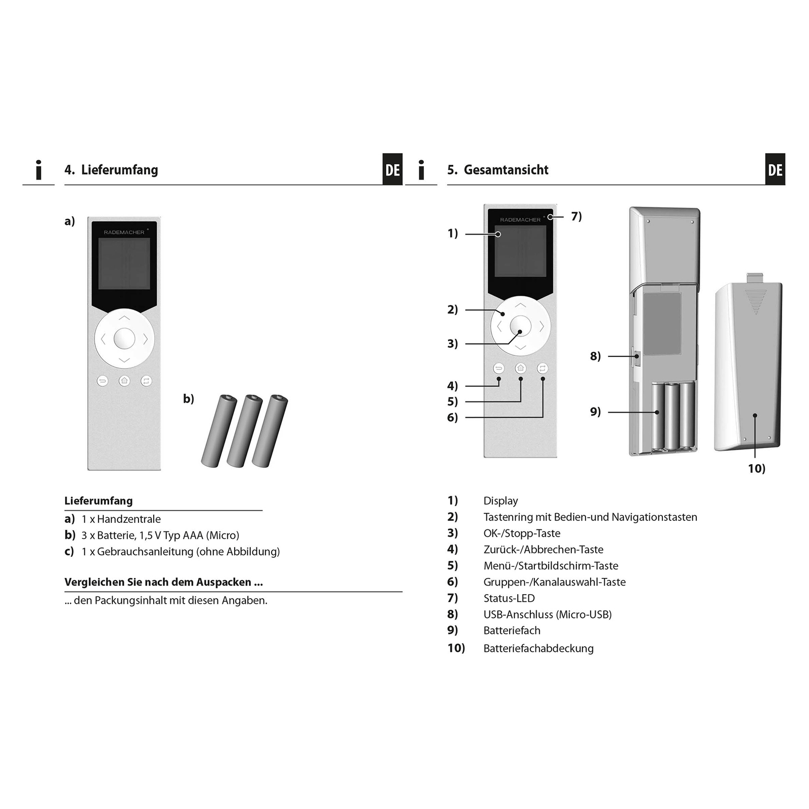 RADEMACHER Rademacher DuoFern remote control handheld unit, L: 16.5 cm, W: 4.8 cm, H: 2.2 cm