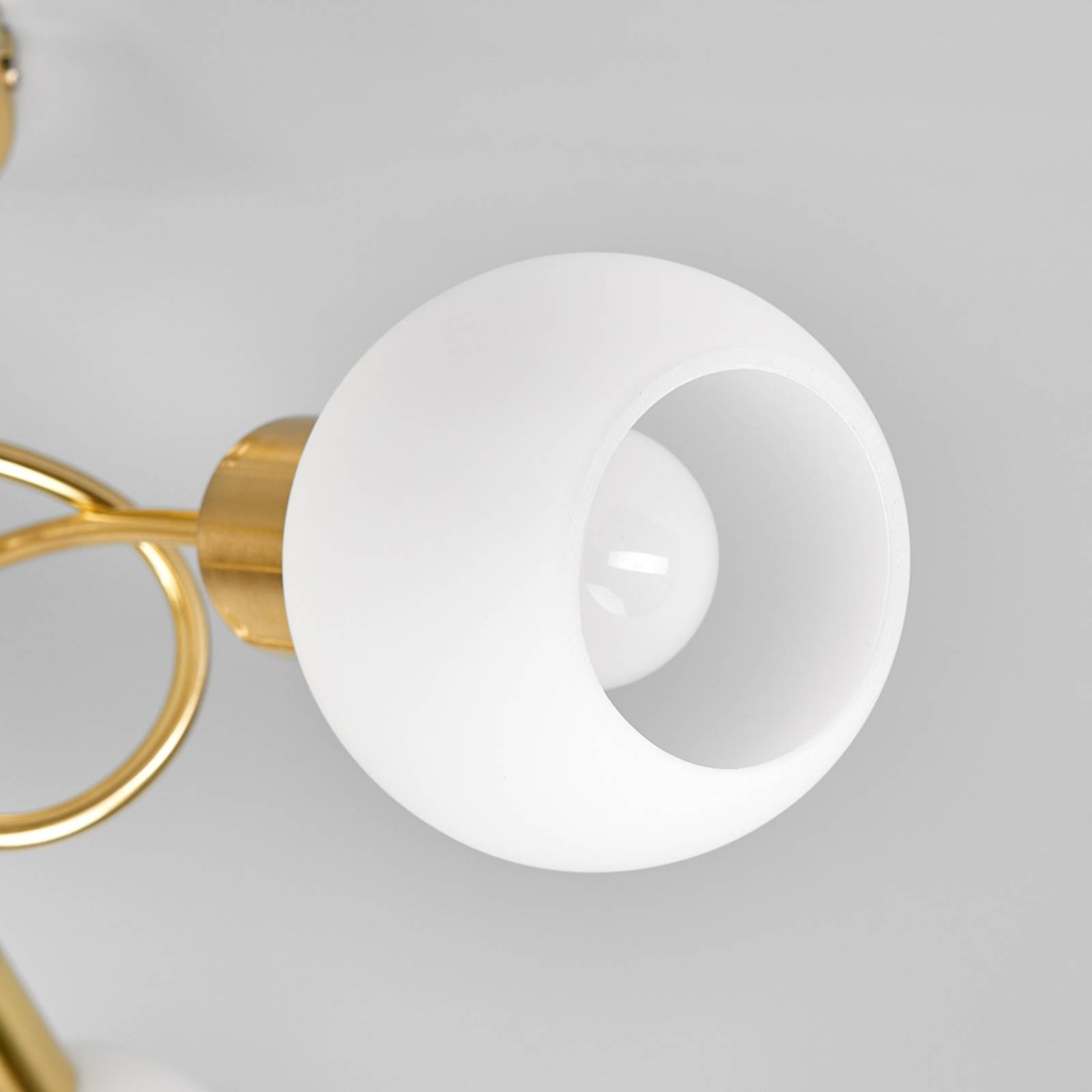 Lampa sufitowa Lindby Elaina, Ø52 cm, 3-punktowa, mosiądz, szkło, E14