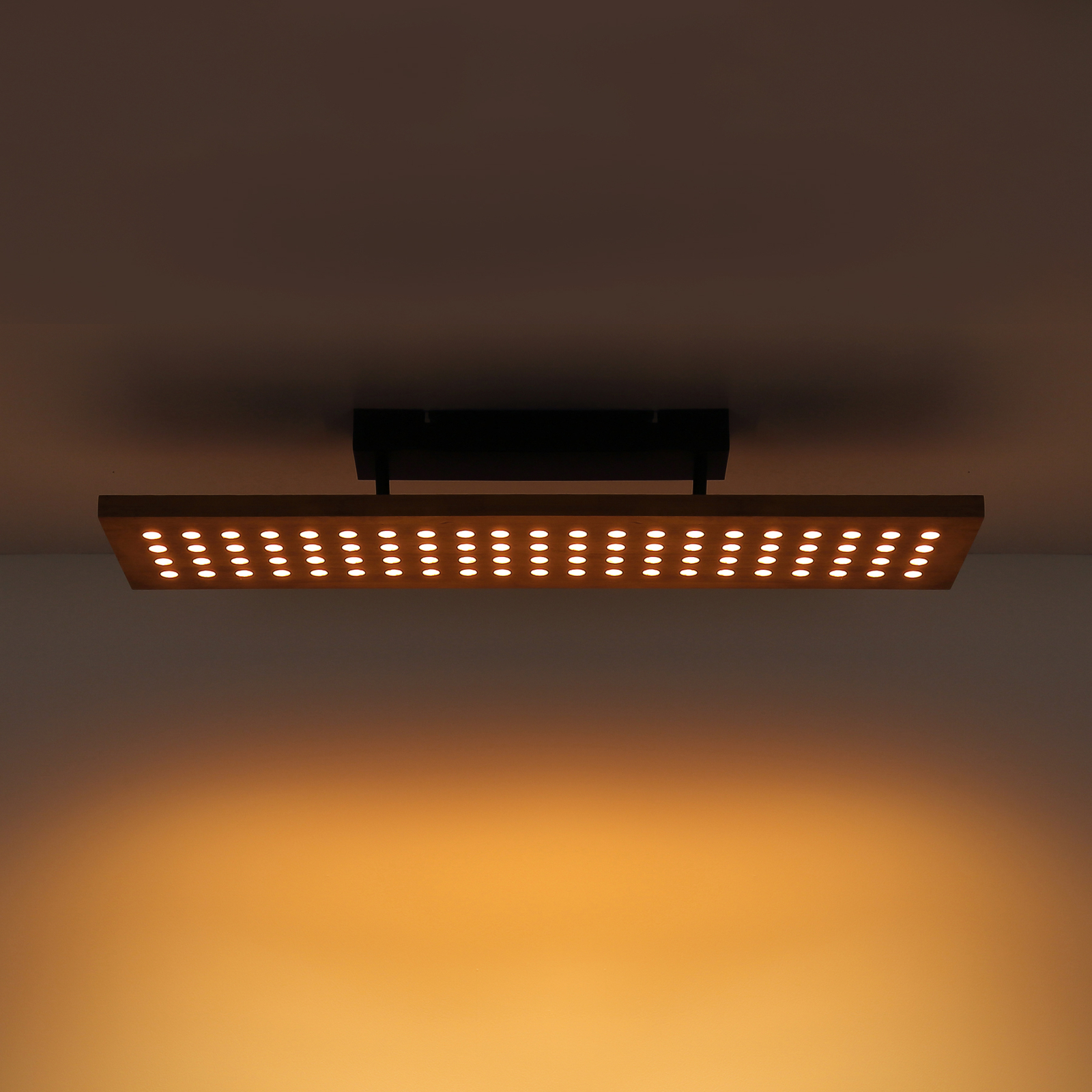 LED-Deckenlampe Dolores, schwarz matt/hellbraun