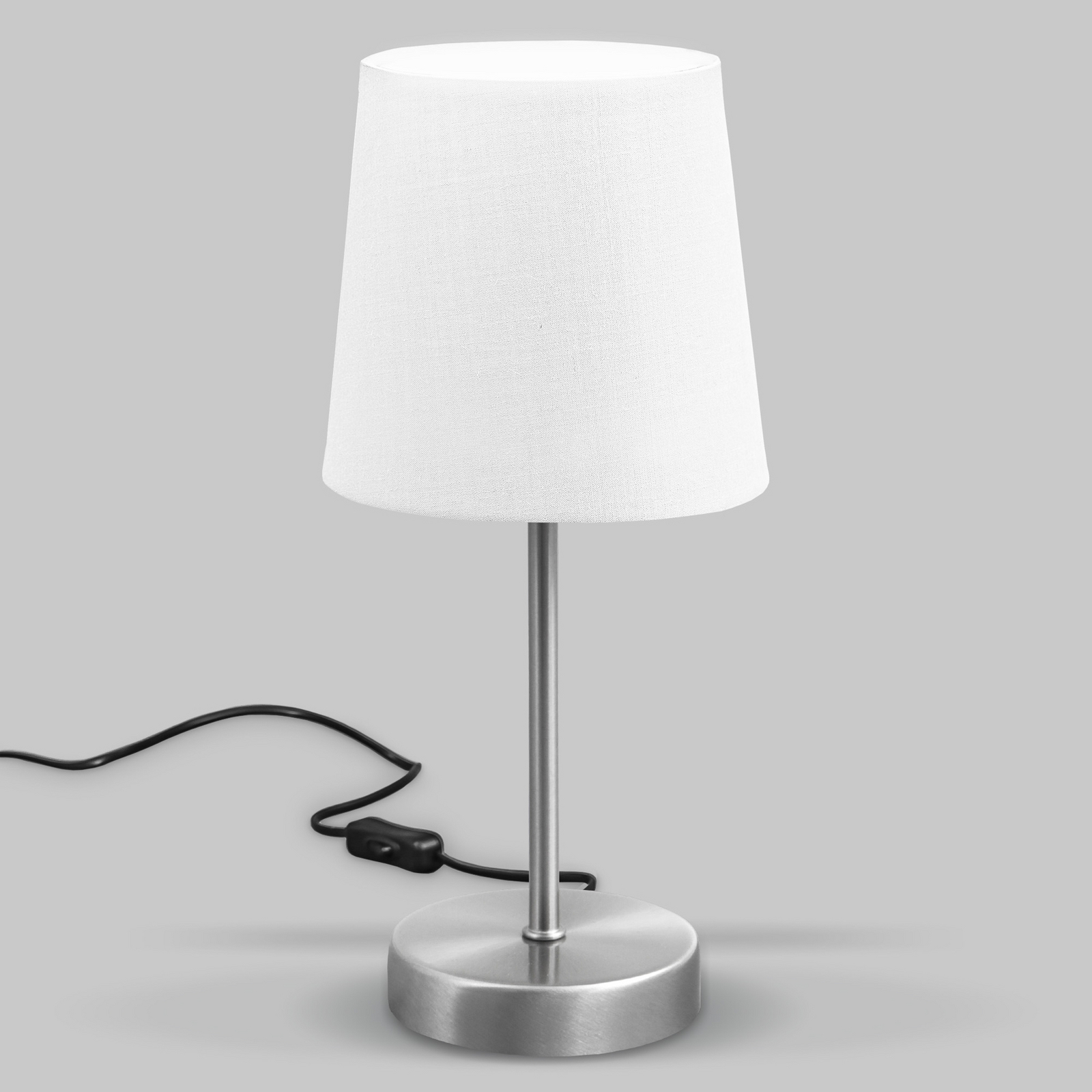 Lampe à poser Kaneo, blanche, hauteur 30,8 cm, métal, tissu, E14 Lampe à poser Kaneo, blanche, hauteur 30,8 cm, métal, tissu, E14