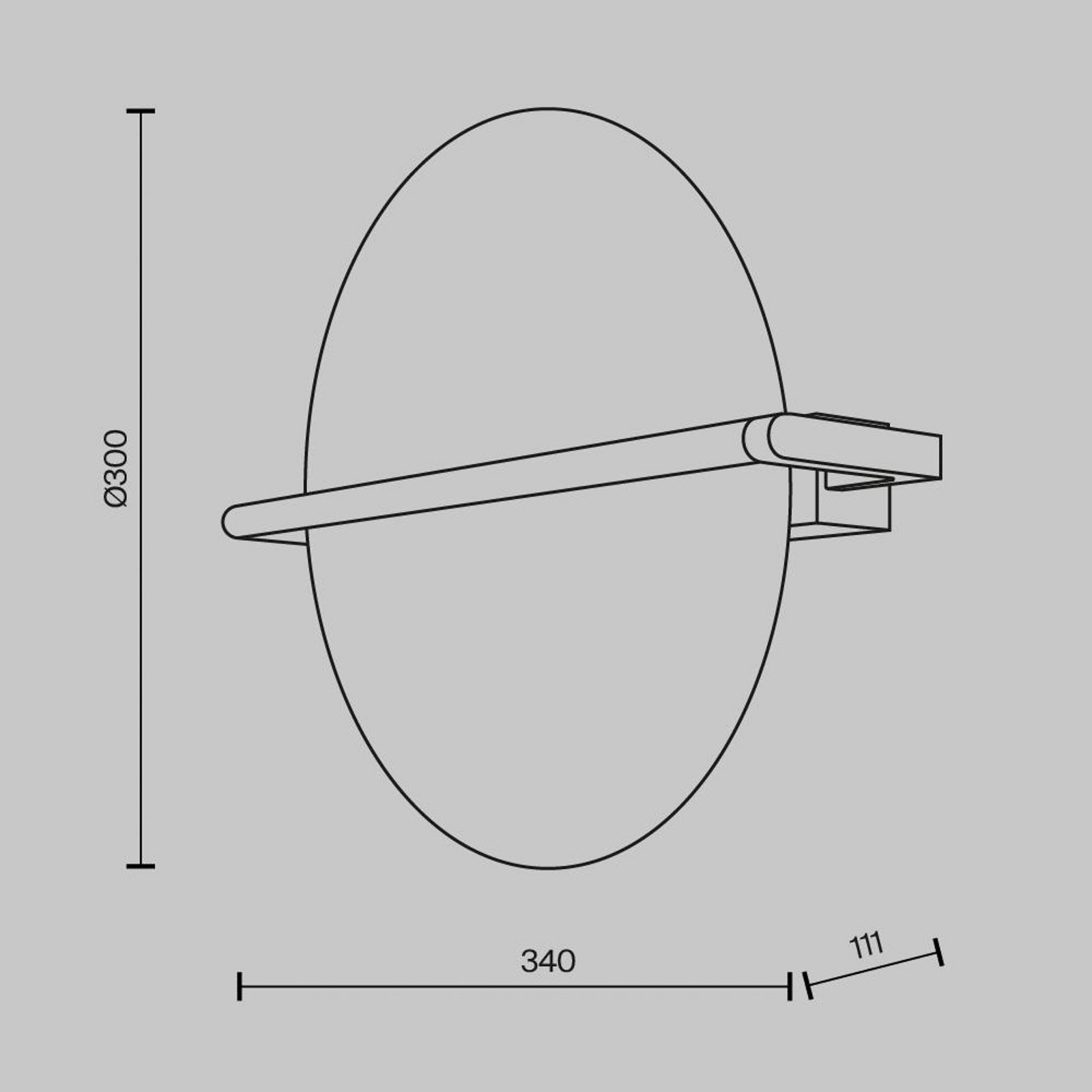 Maytoni LED-vegglampe Mira, svart/hvit, høyde 30 cm, metall