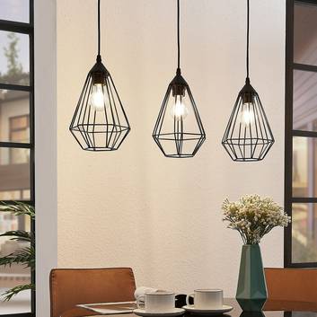 Elda pendant light with cages, linear, black