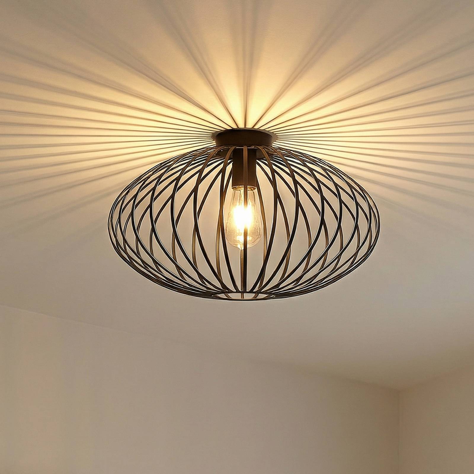 Lindby Deckenleuchte Maivi, schwarz, 50 cm, Eisen, Käfig günstig online kaufen