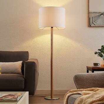 Lucande Heily floor lamp, cylinder, 35 cm, white