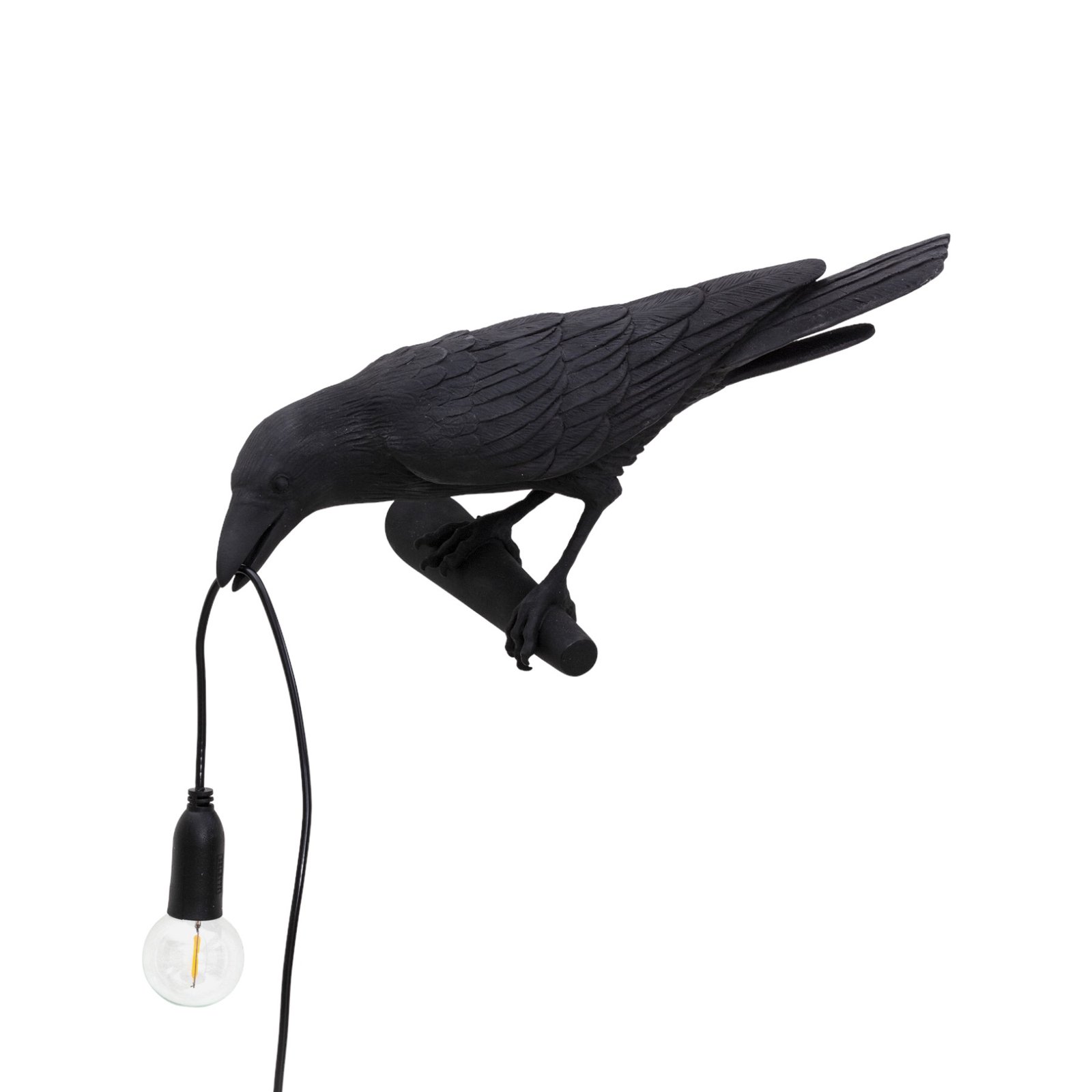 Applique LED Bird Lamp sguardo a sinistra nero