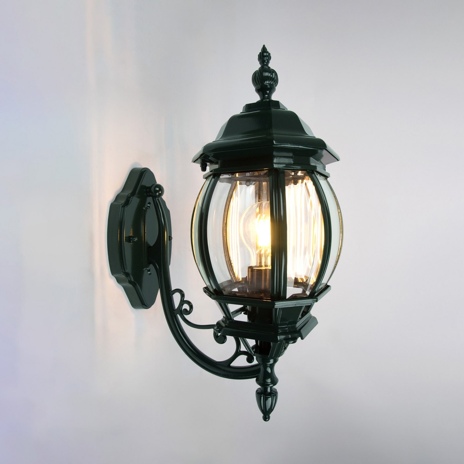 Vonkajšia nástenná lampa Andrew z krištáľového skla stojaca zelená